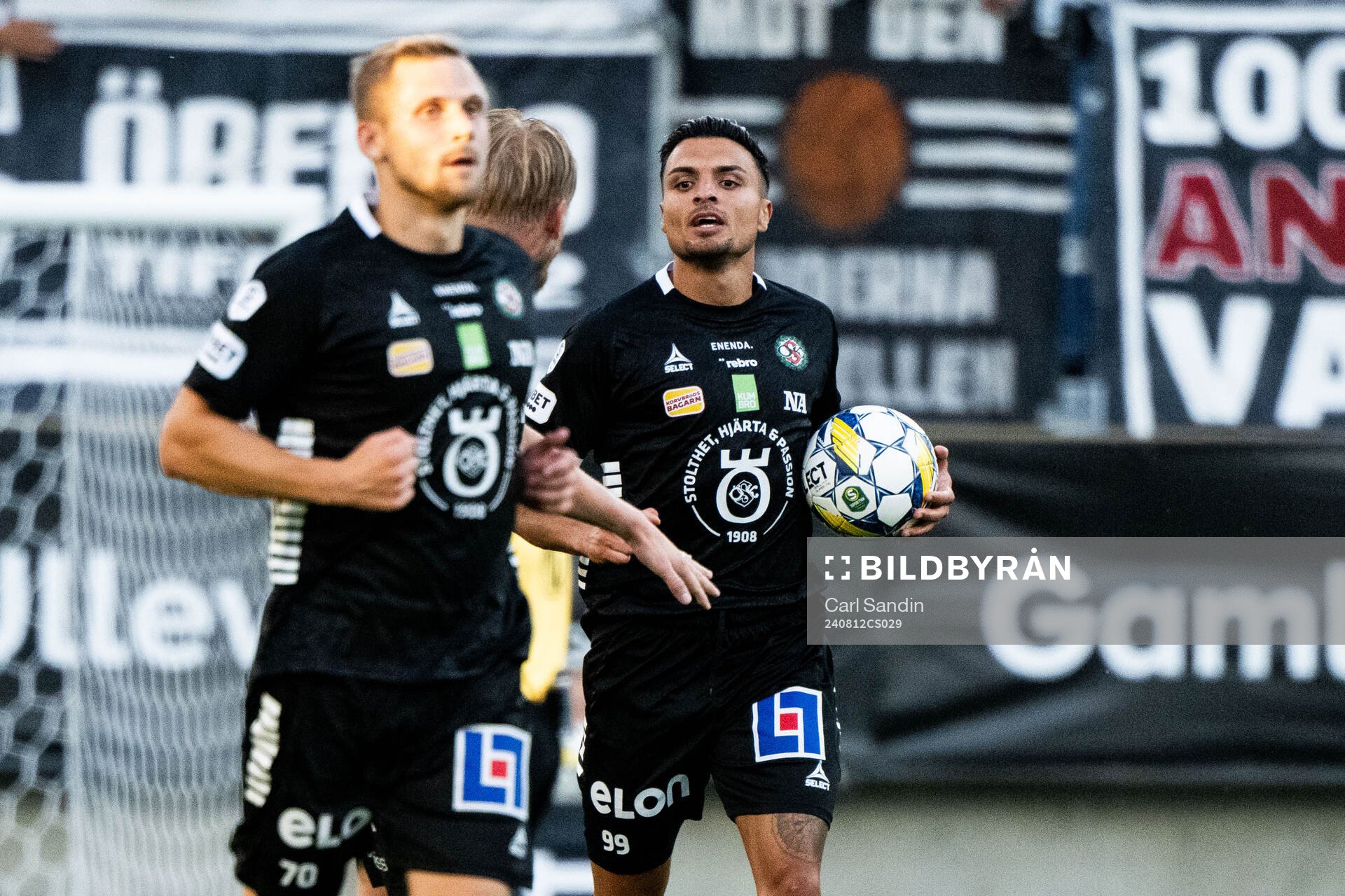 Örebros Ahmed Yasin jublar efter 2-1 under fotbollsmatchen i Superettan mellan Örgryte och Örebro den 12 augusti 2024 i Göteborg. 