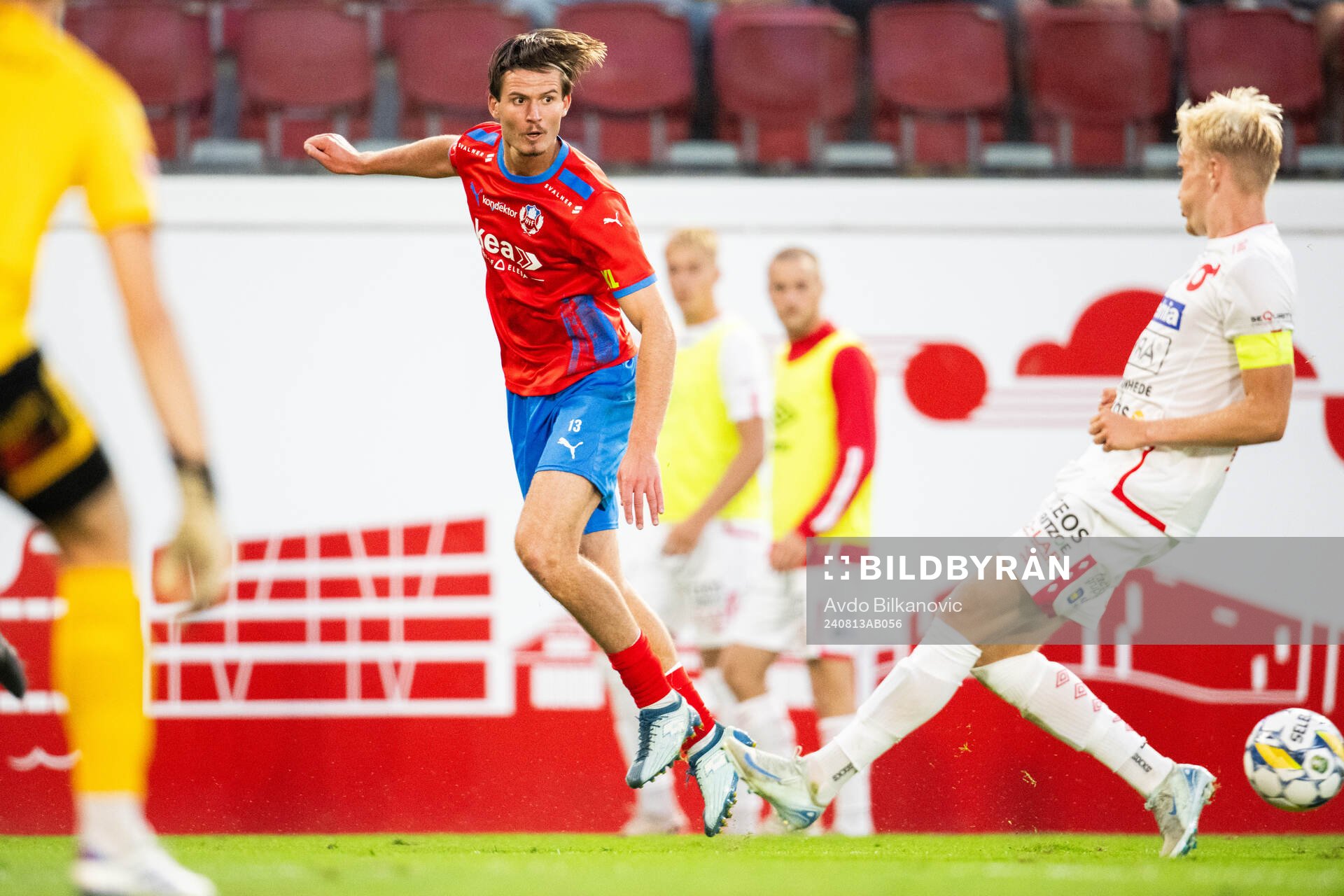 Helsingborgs Wilhelm Loeper under fotbollsmatchen i Superettan mellan Helsingborg och Degerfors den 13 augusti 2024 i Helsingborg. 