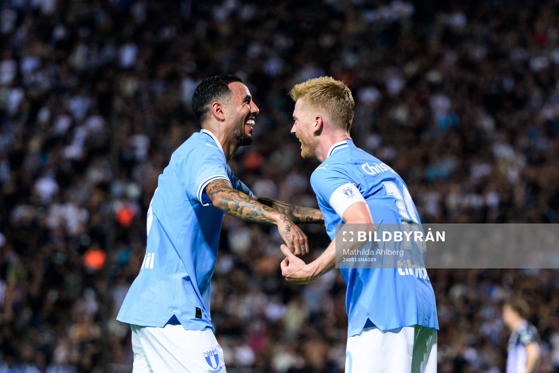 Sergio Pena and Anders Christiansen of Malmö FF celebrate