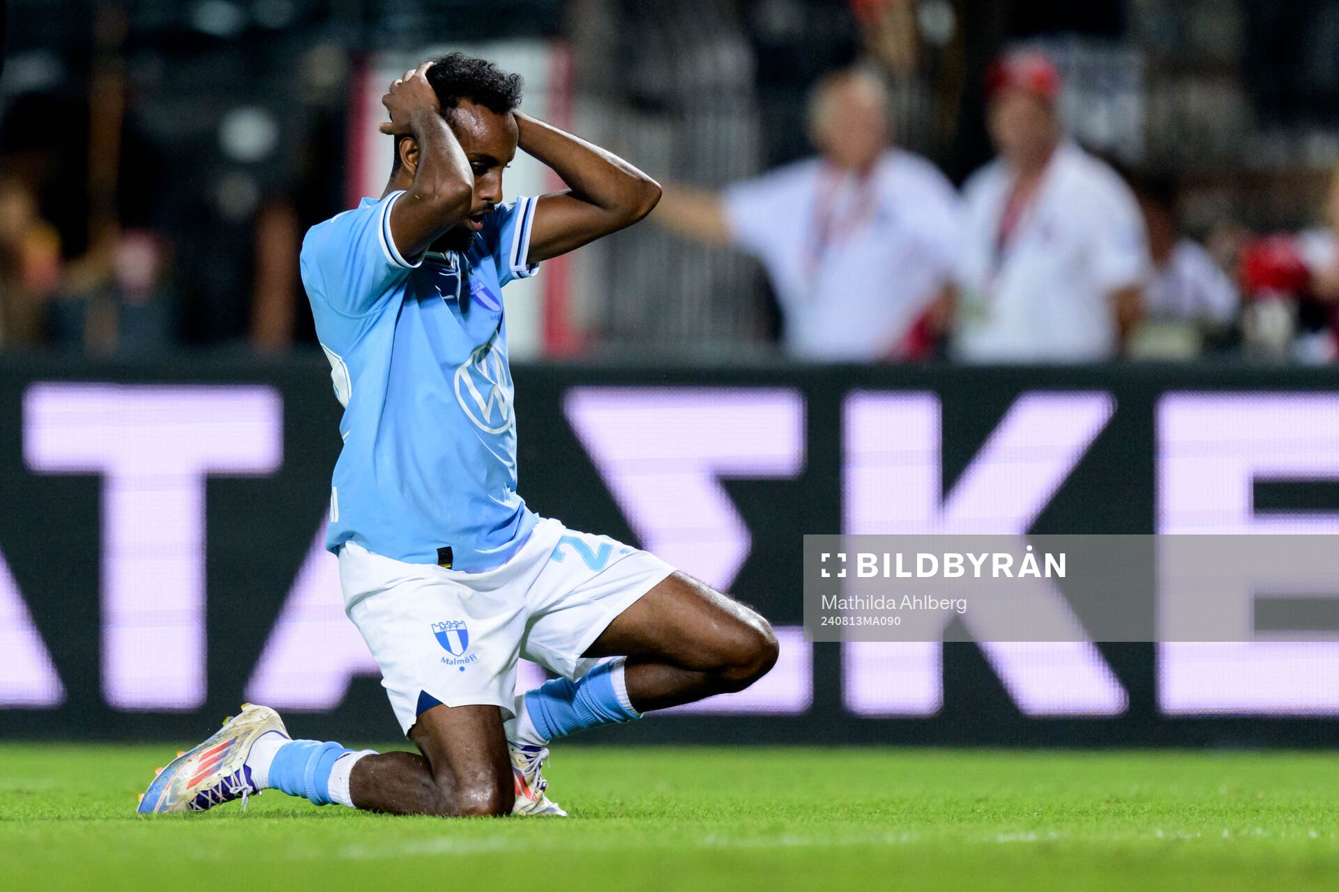 Taha Ali of Malmö FF looks dejected