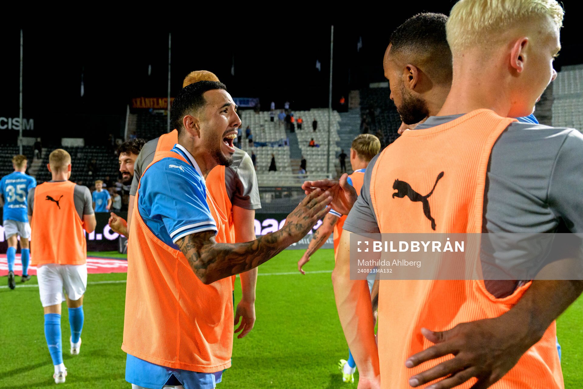Sergio Pena of Malmö FF celebrates after the UEFA Champions League football match between PAOK and Malmö FF on August 13, 2024 in Thessaloniki.
