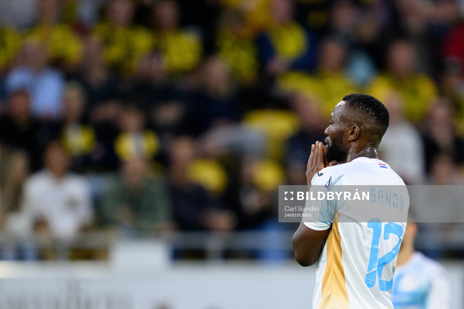 Emmanuel Banda of Rijeka looks dejected
