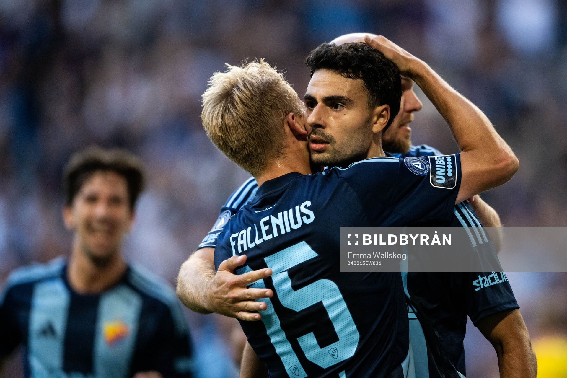 Deniz Hummet of Djurgården celebrates with Oskar Fallenius