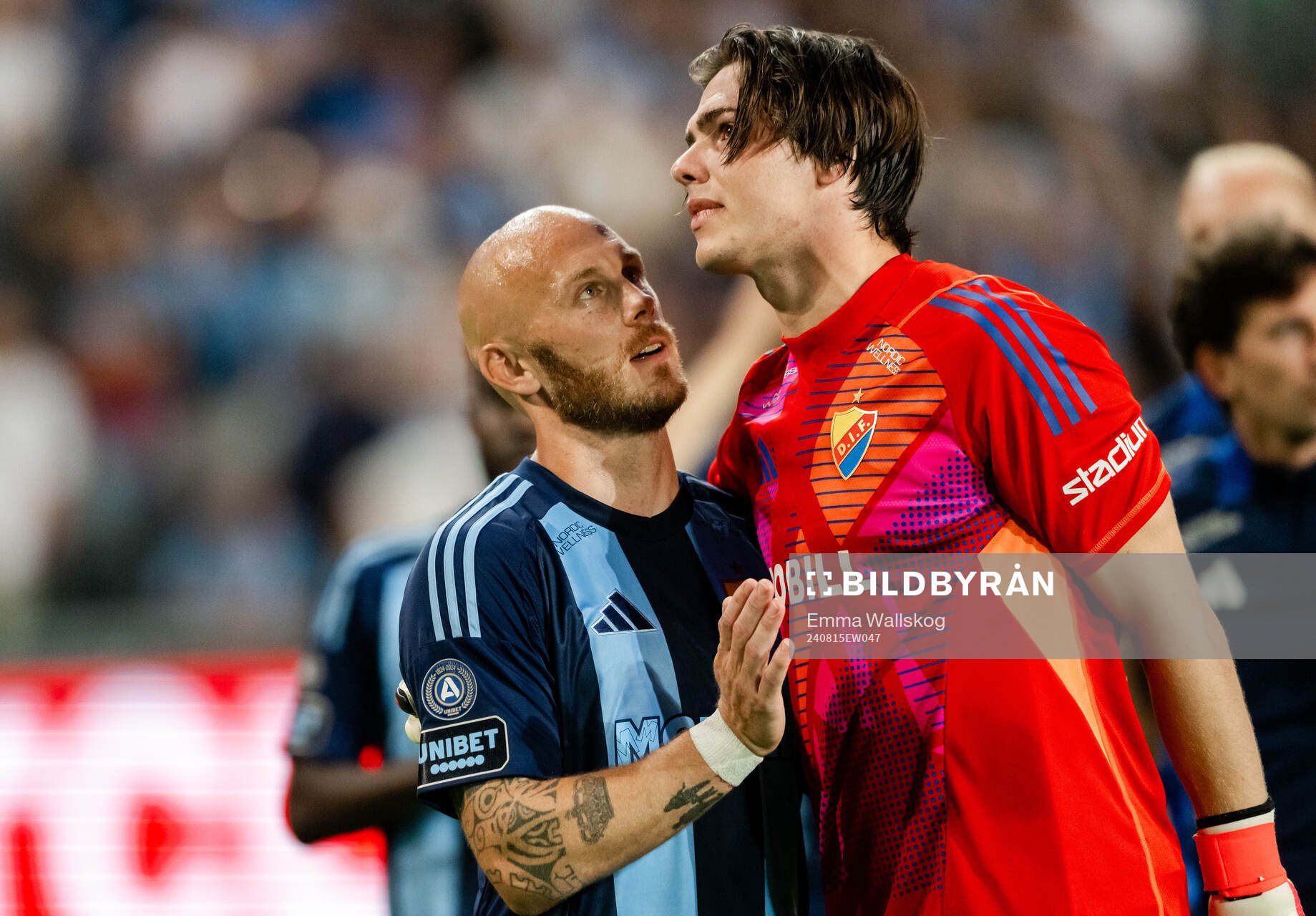Magnus Eriksson and goalkeeper Jacob Zetterström of