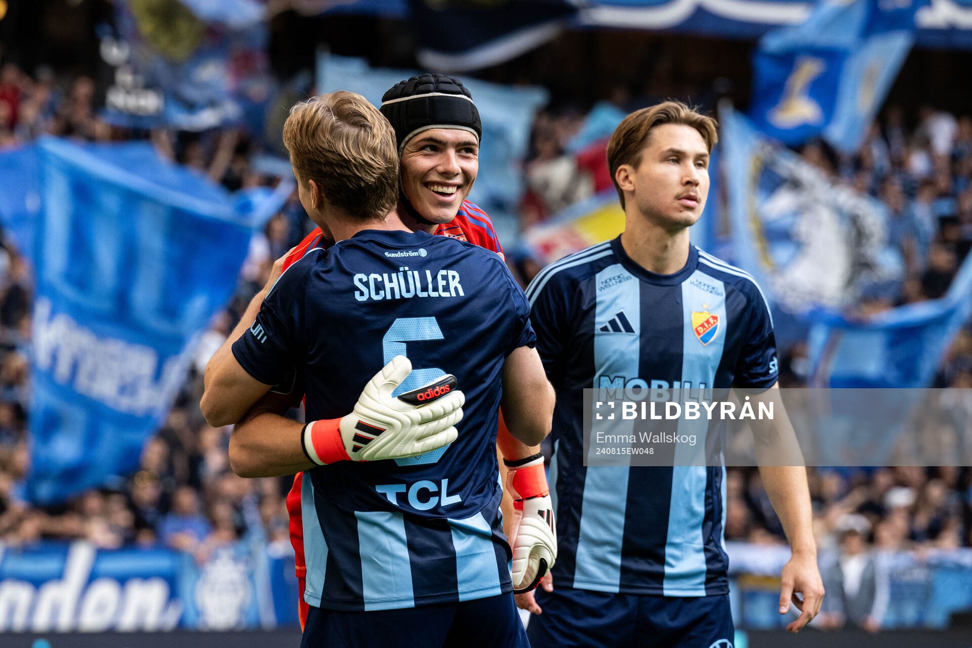Rasmus Schuller and goalkeeper Jacob Zetterström of