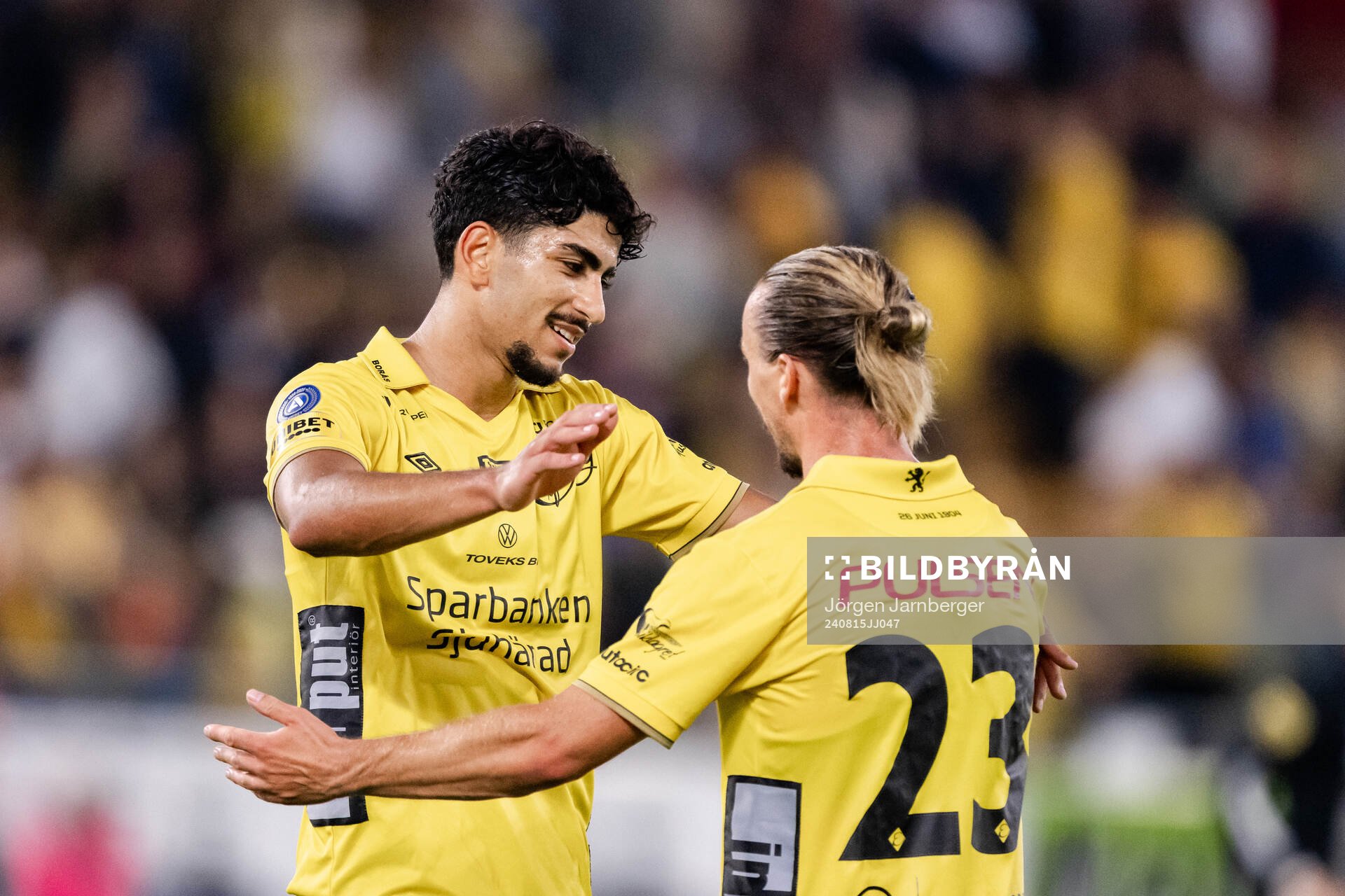 Ahmed Qasem and Niklas Hult of Elfsborg celebrate