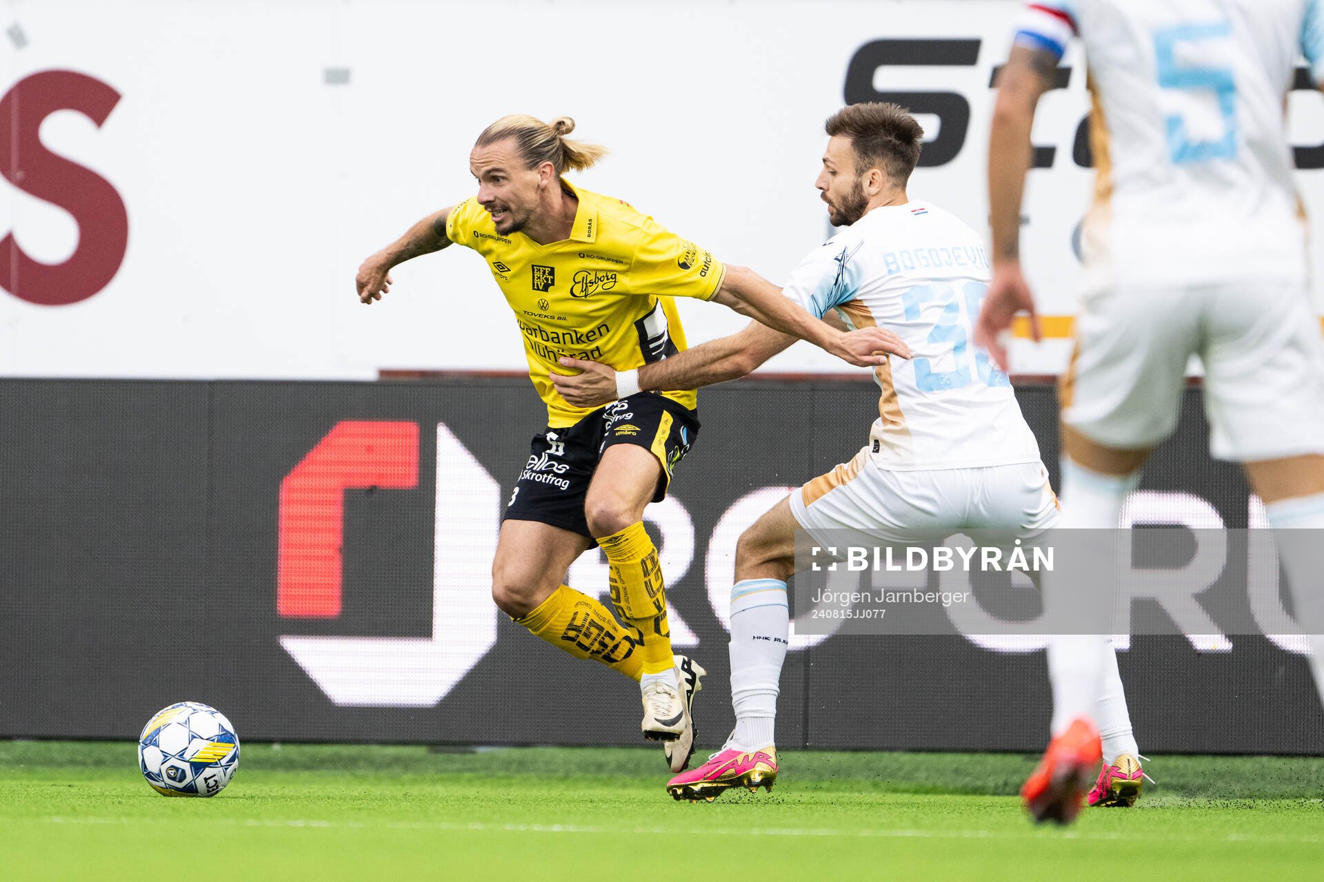 Niklas Hult of Elfsborg and Bruno Bogojevic of Rijeka
