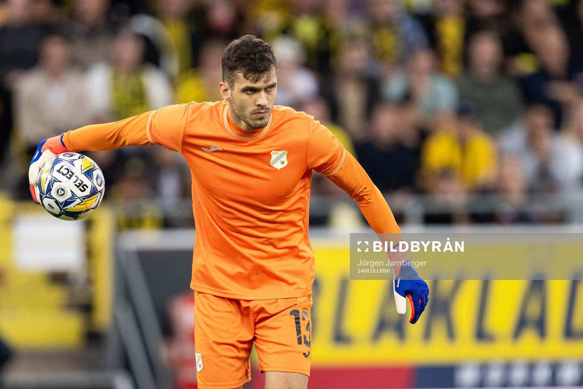 Goalkeeper Martin Zlomislic of Rijeka during the UEFA Europa League qualification match between Elfsborg and Rijeka on August 15, 2024 in Borås.