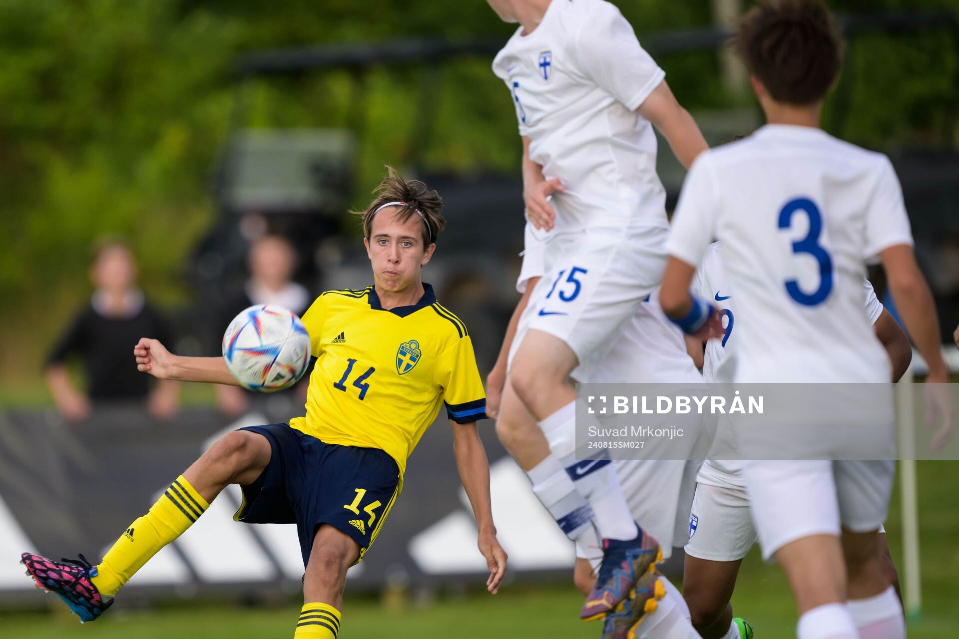 Sveriges Truls Flodin Furuseth under P15 landskampen i fotboll mellan Sverige och Finland den 15 augusti 2024 i Borgholm. 