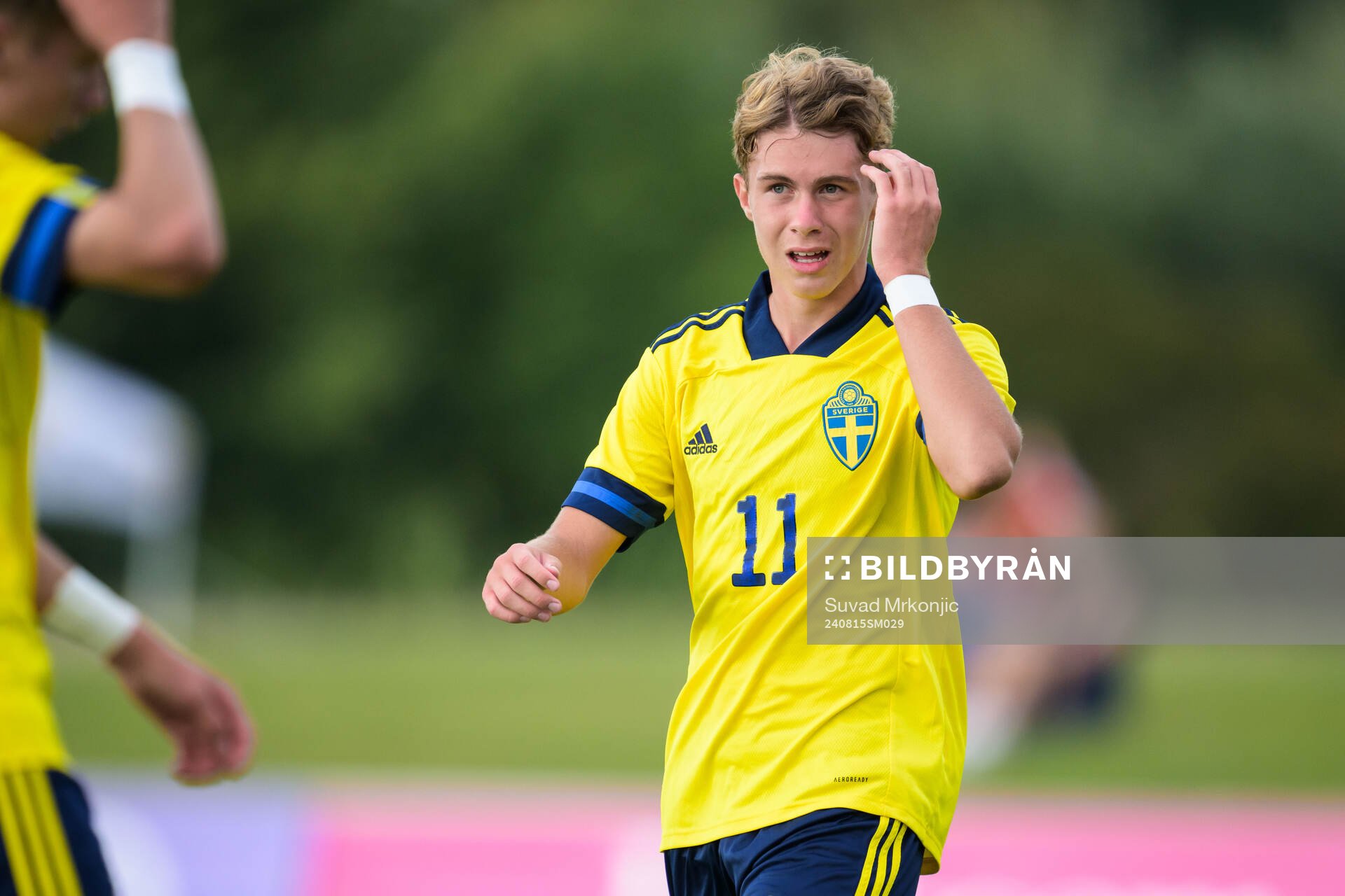 Sveriges Dion Mehmeti under P15 landskampen i fotboll mellan Sverige och Finland den 15 augusti 2024 i Borgholm. 