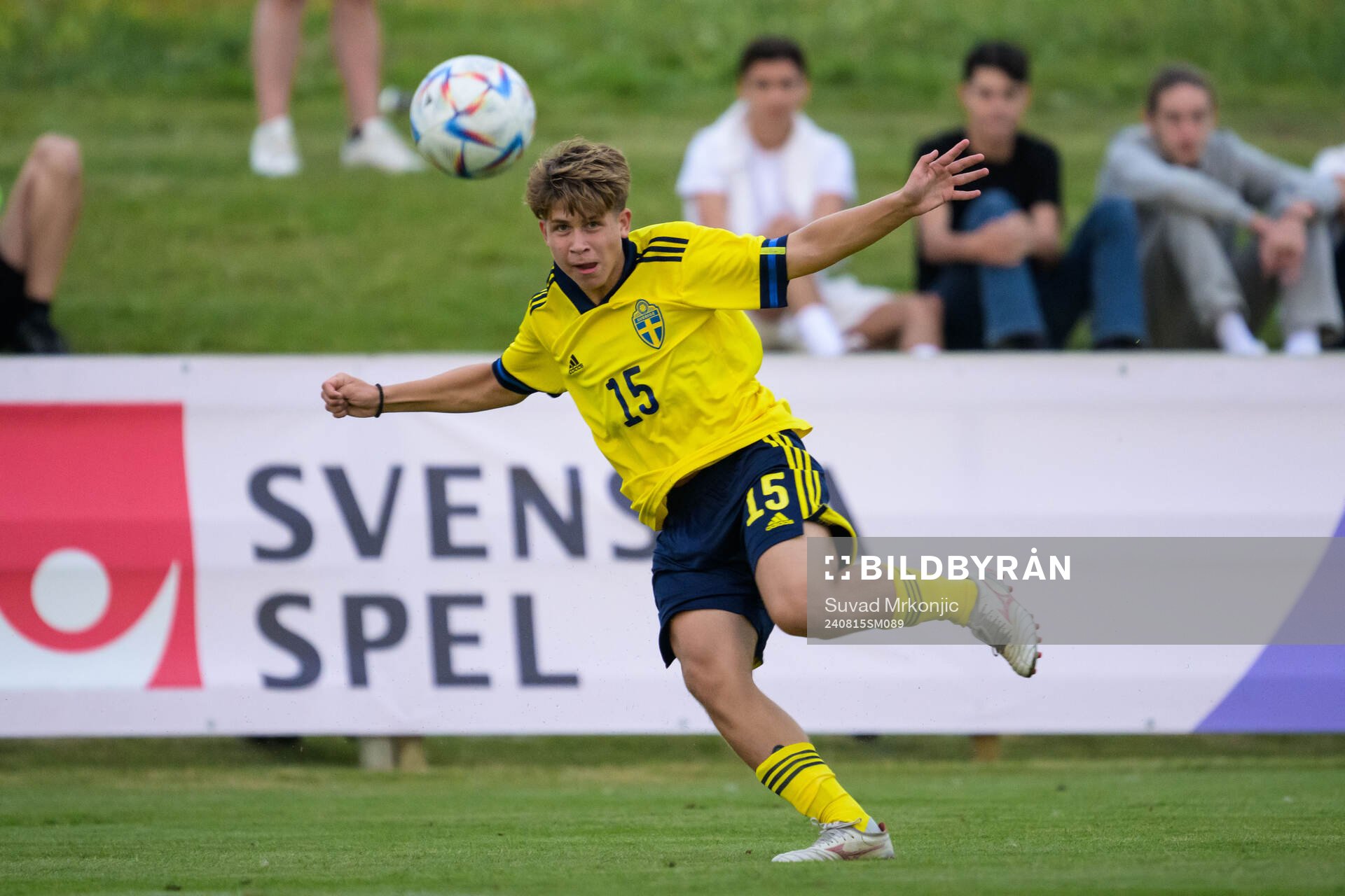 Sveriges Oliver Djurci under P15 landskampen i fotboll mellan Sverige och Finland den 15 augusti 2024 i Borgholm. 
