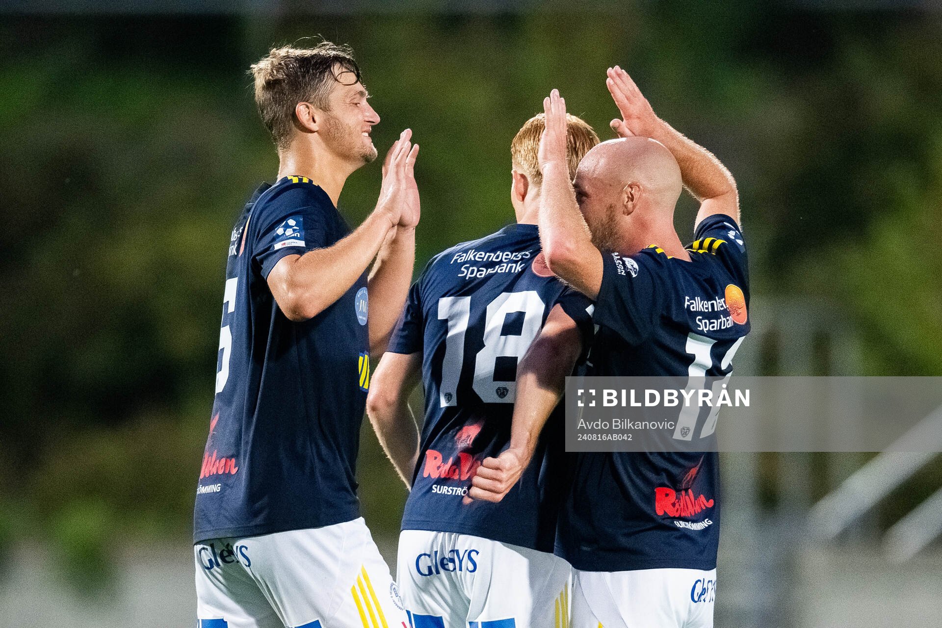 Falkenbergs FFs Noel Hansson, Christoffer Carlsson och