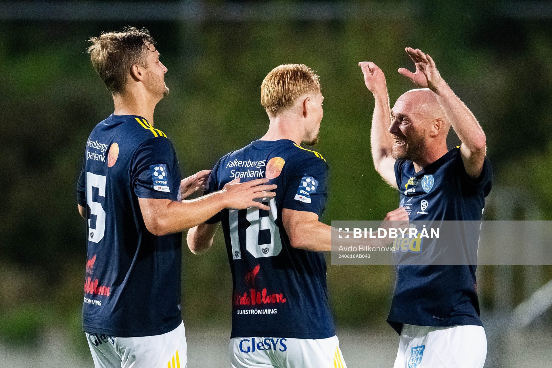 Falkenbergs FFs Noel Hansson, Christoffer Carlsson och