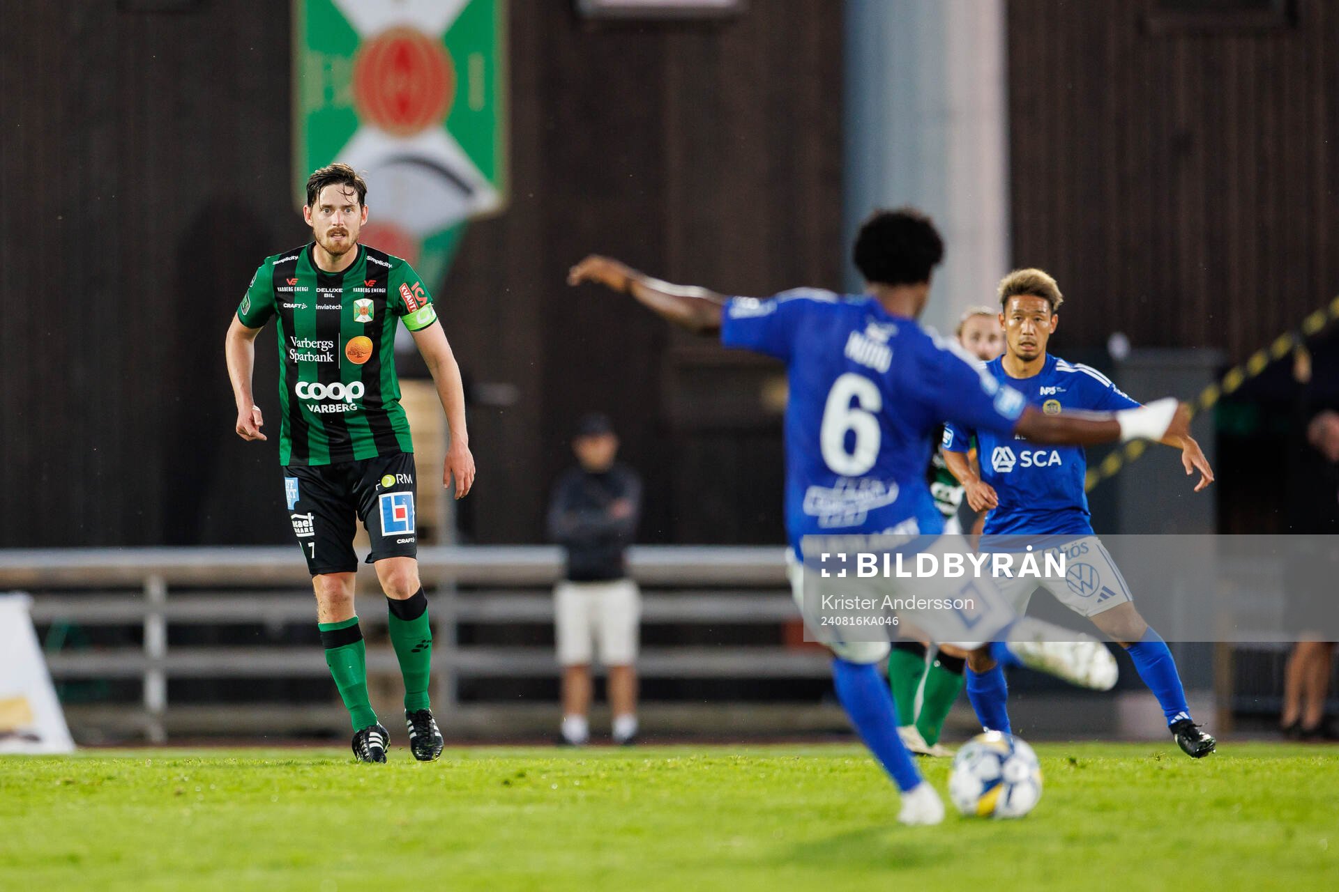 Varbergs Robin Tranberg under fotbollsmatchen i Superettan mellan Varberg och GIF Sundsvall den 16 augusti 2024 i Varberg. 