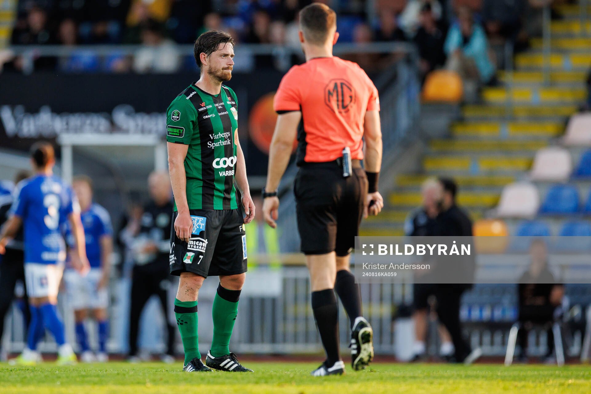 Varbergs Robin Tranberg under fotbollsmatchen i Superettan mellan Varberg och GIF Sundsvall den 16 augusti 2024 i Varberg. 