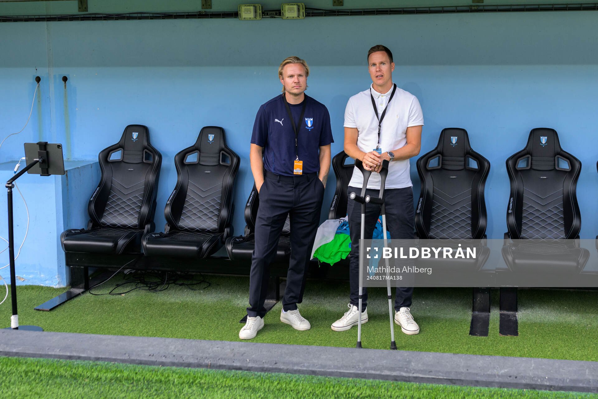 Malmö FFs presskommunikatör Hjalmar Steenberg och Niklas
