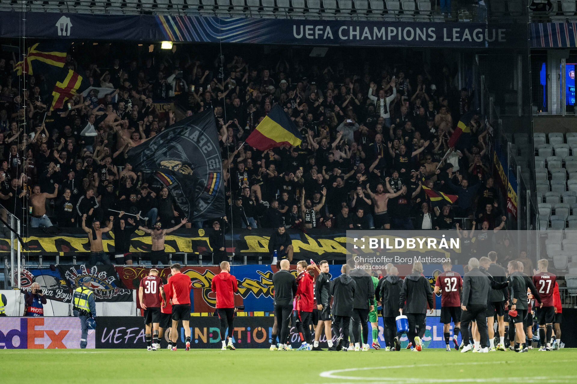 Players of of Sparta Prag celebrate