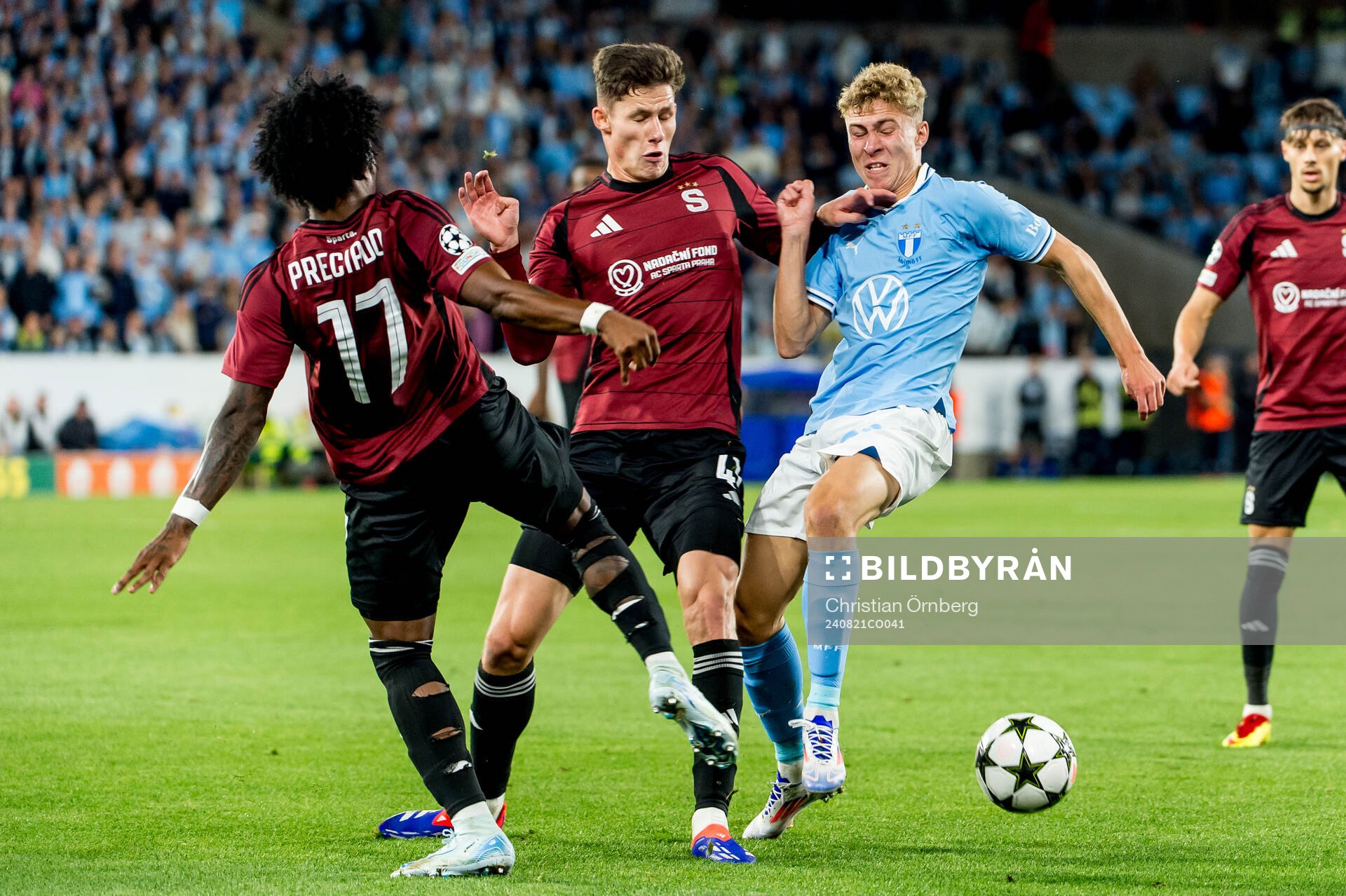 Angelo Preciado and Martin Vitik of Sparta Prag and Hugo