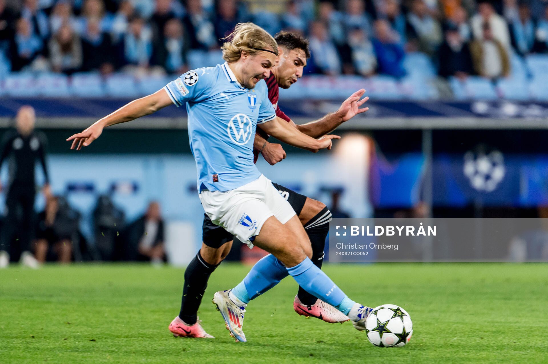 Sebastian Nanasi of Malmö FF and Qazim Laci of Sparta Prag