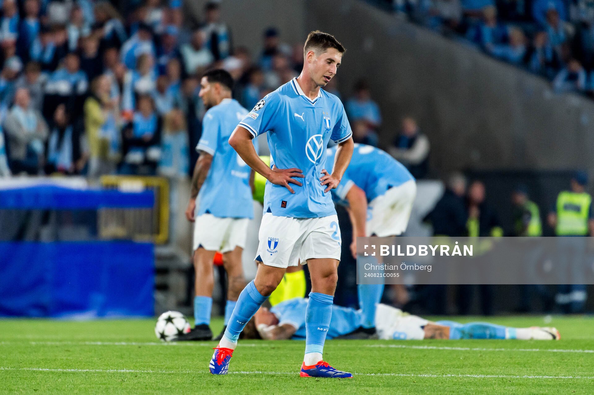 Lasse Berg Johnsen of Malmö FF looks dejected
