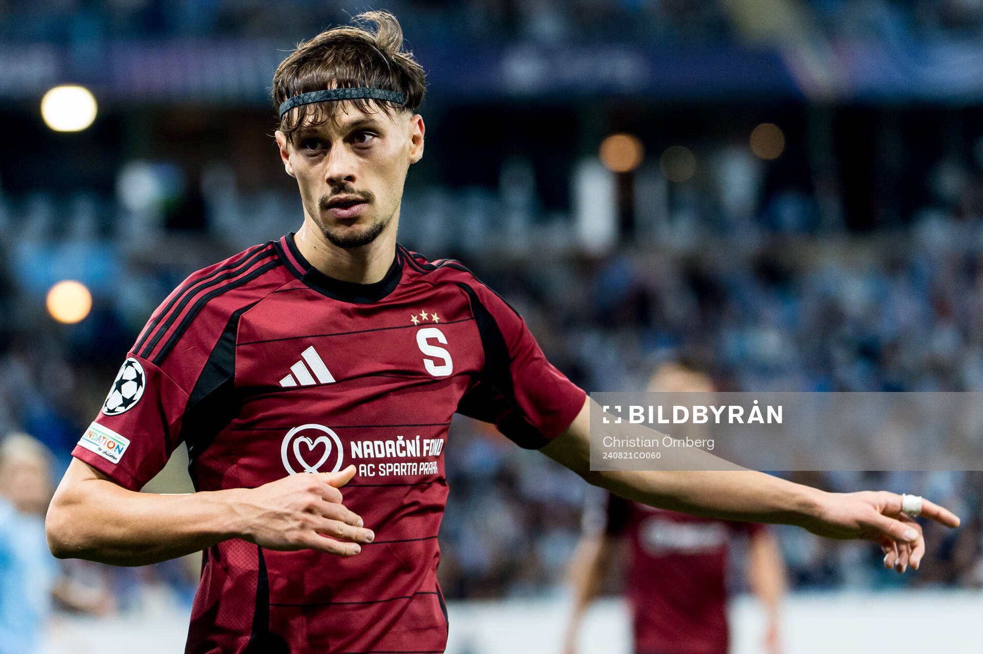 Veljko Birmancevic of Sparta Prag during the UEFA Champions League football match between Malmö FF and Sparta Prag on August 21, 2024 in Malmö.