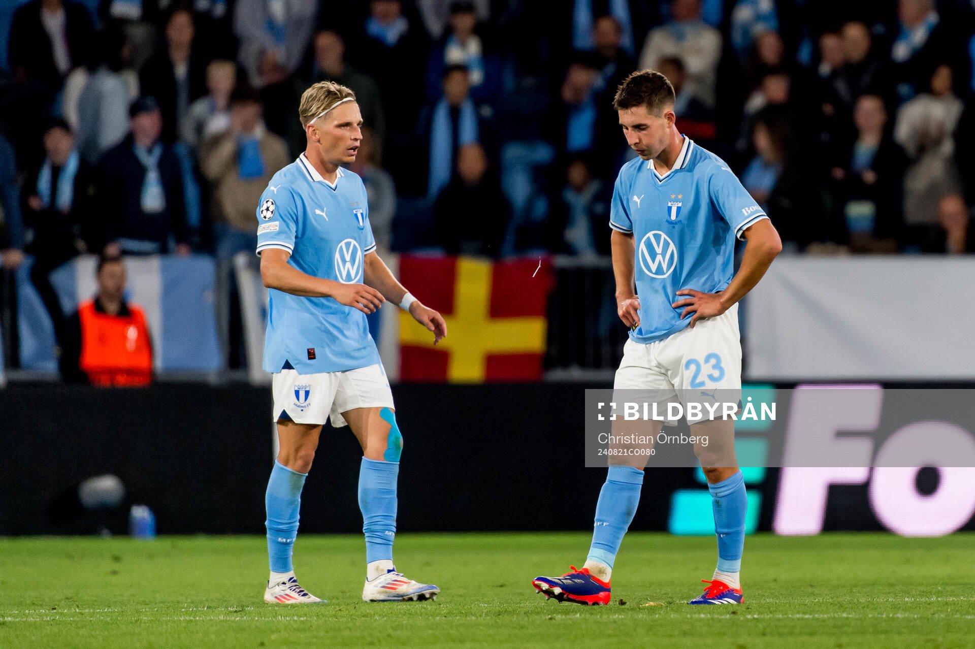 Jens Stryger and Lasse Berg Johnsen of Malmö FF look