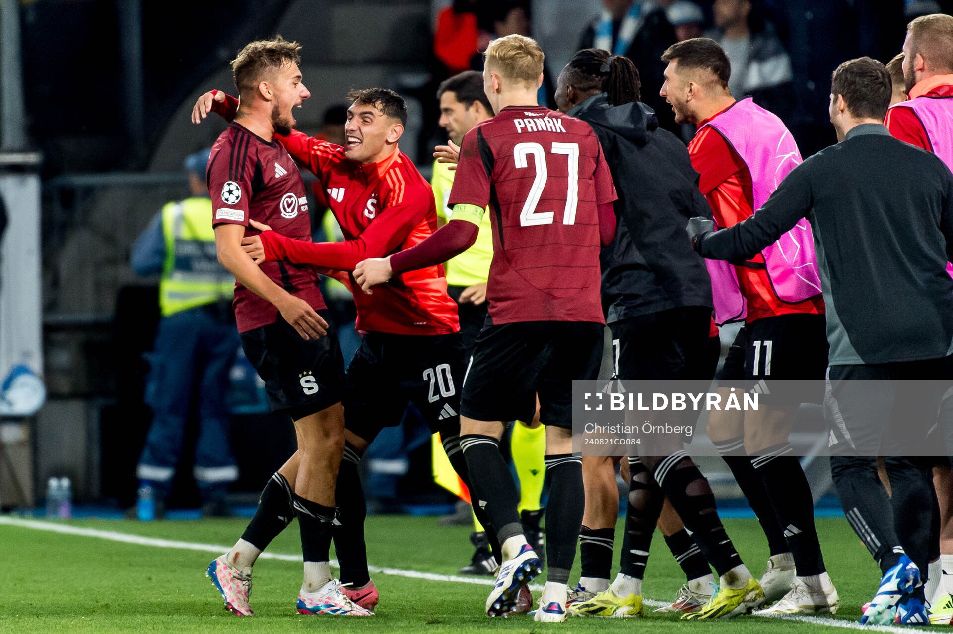 Matej Rynes of Sparta Prag celebrates