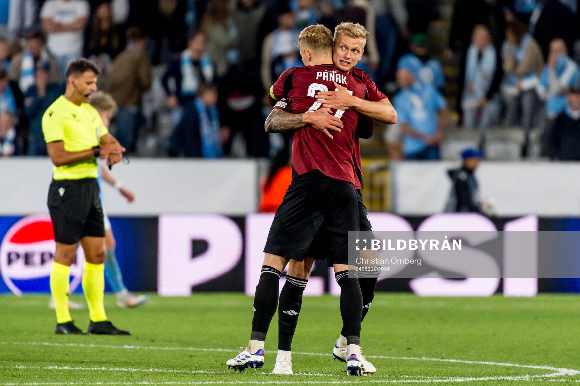 Filip Panak and Qazim Laci of Sparta Prag celebrate