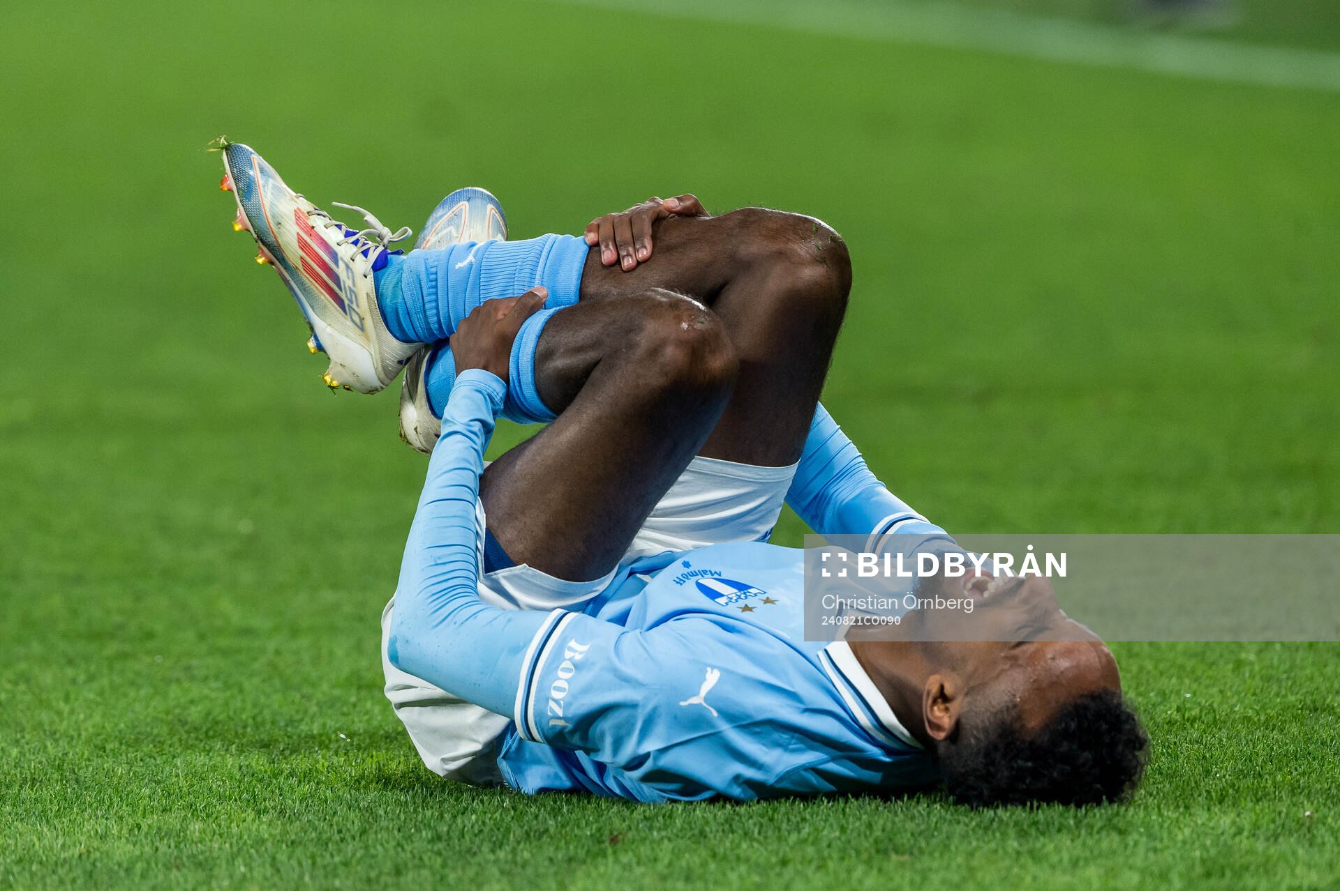Taha Abdi Ali of Malmö FF in pain