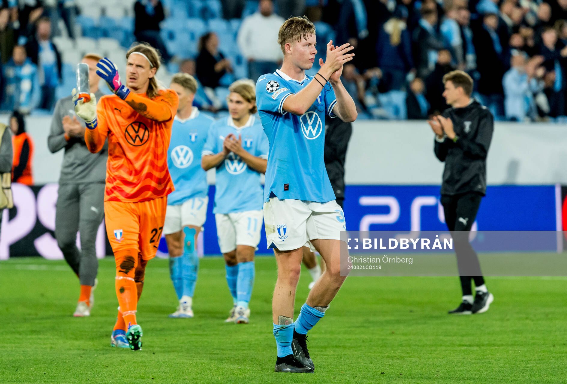 Goalkeeper Johan Dahlin and Nils Zetterström of Malmö FF