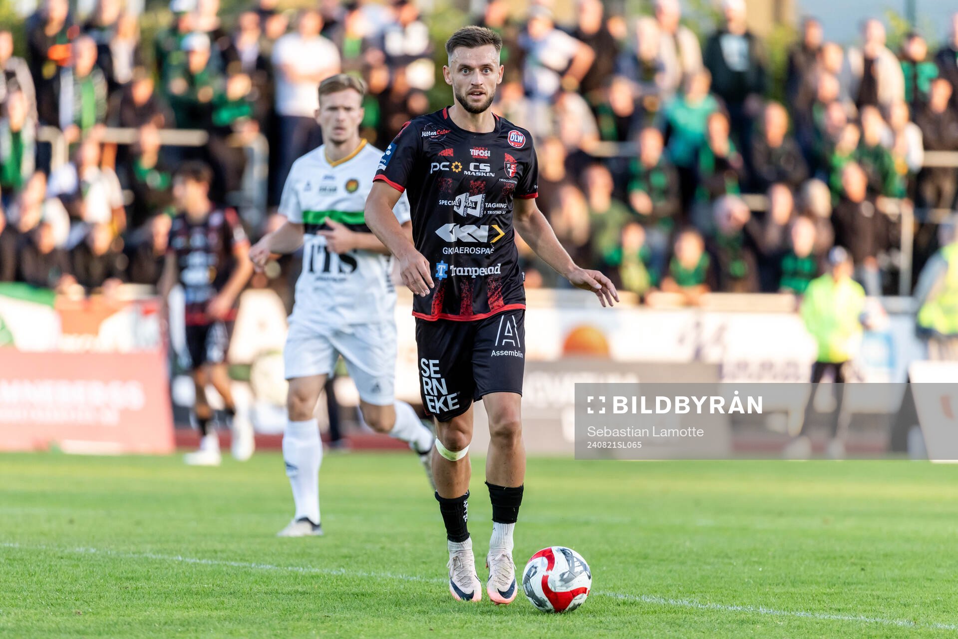 Trollhättans Argjend Malaj under fotbollsmatchen i Svenska Cupen mellan Trollhättan och GAIS den 21 augusti 2024 i Trollhättan. 