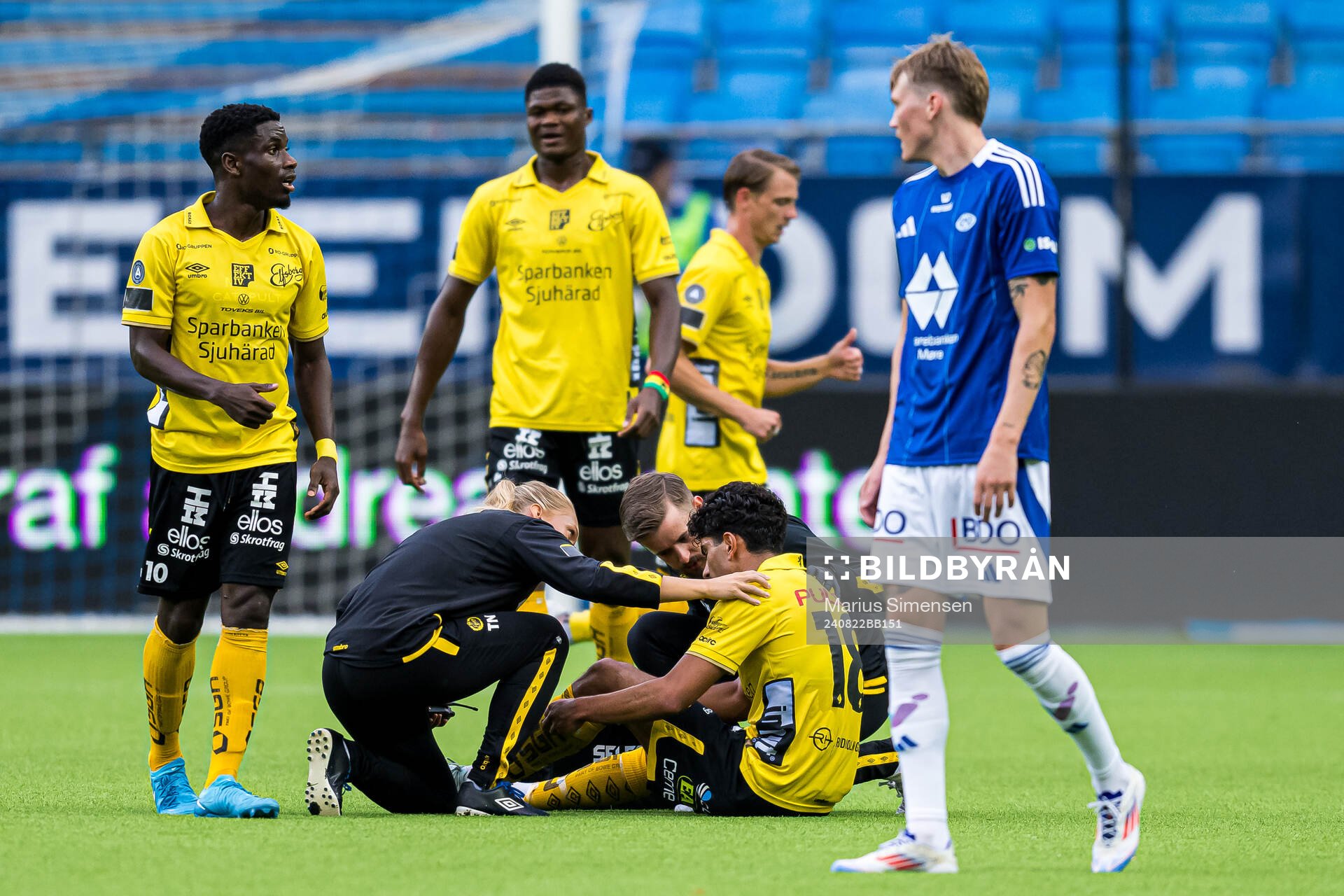 Ahmed Qasem of Elfsborg in pain