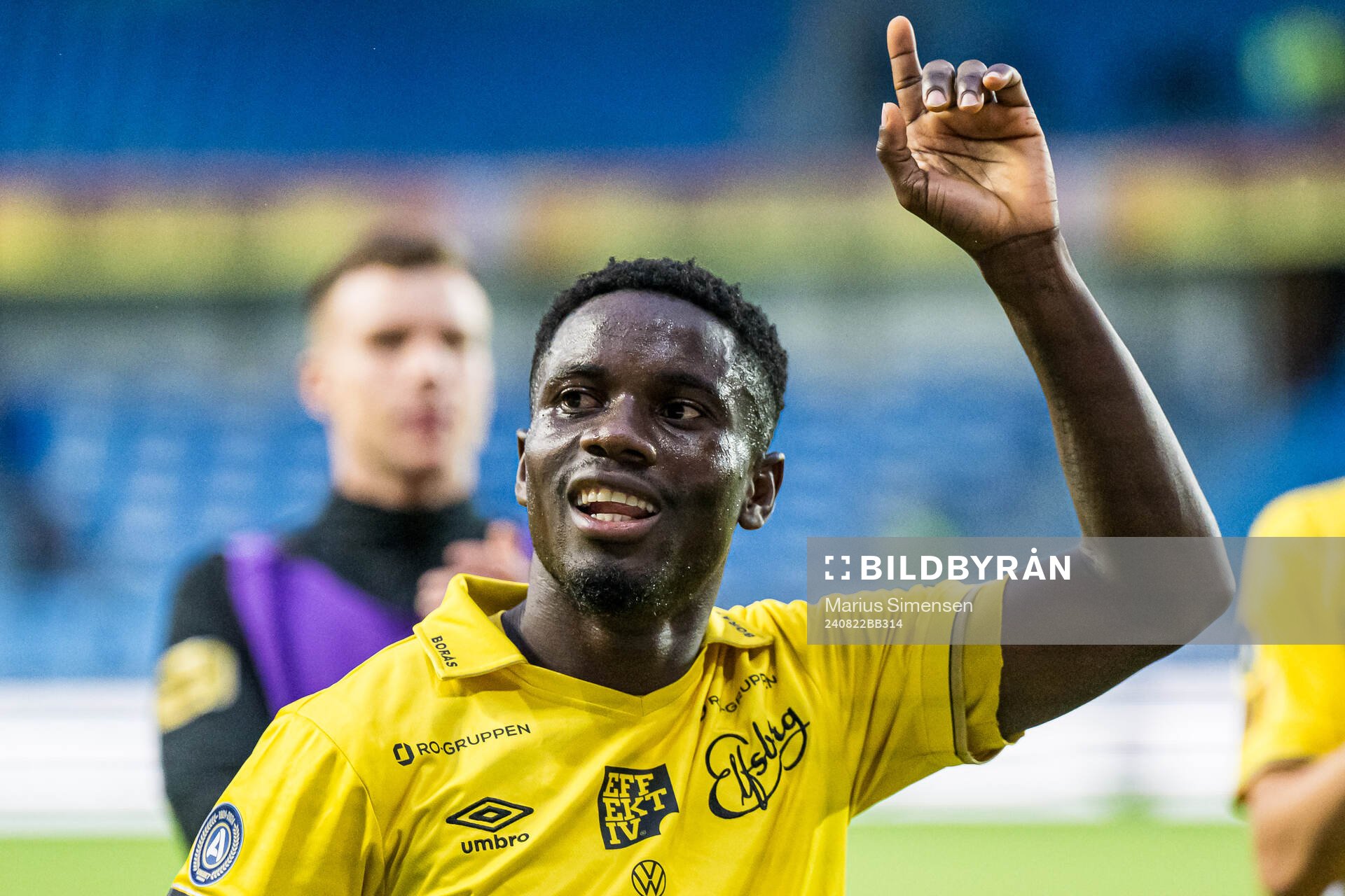 Michael Baidoo of Elfsborg celebrates after the UEFA Europa League play-off match between Molde and Elfsborg on August 22, 2024 in Molde. 