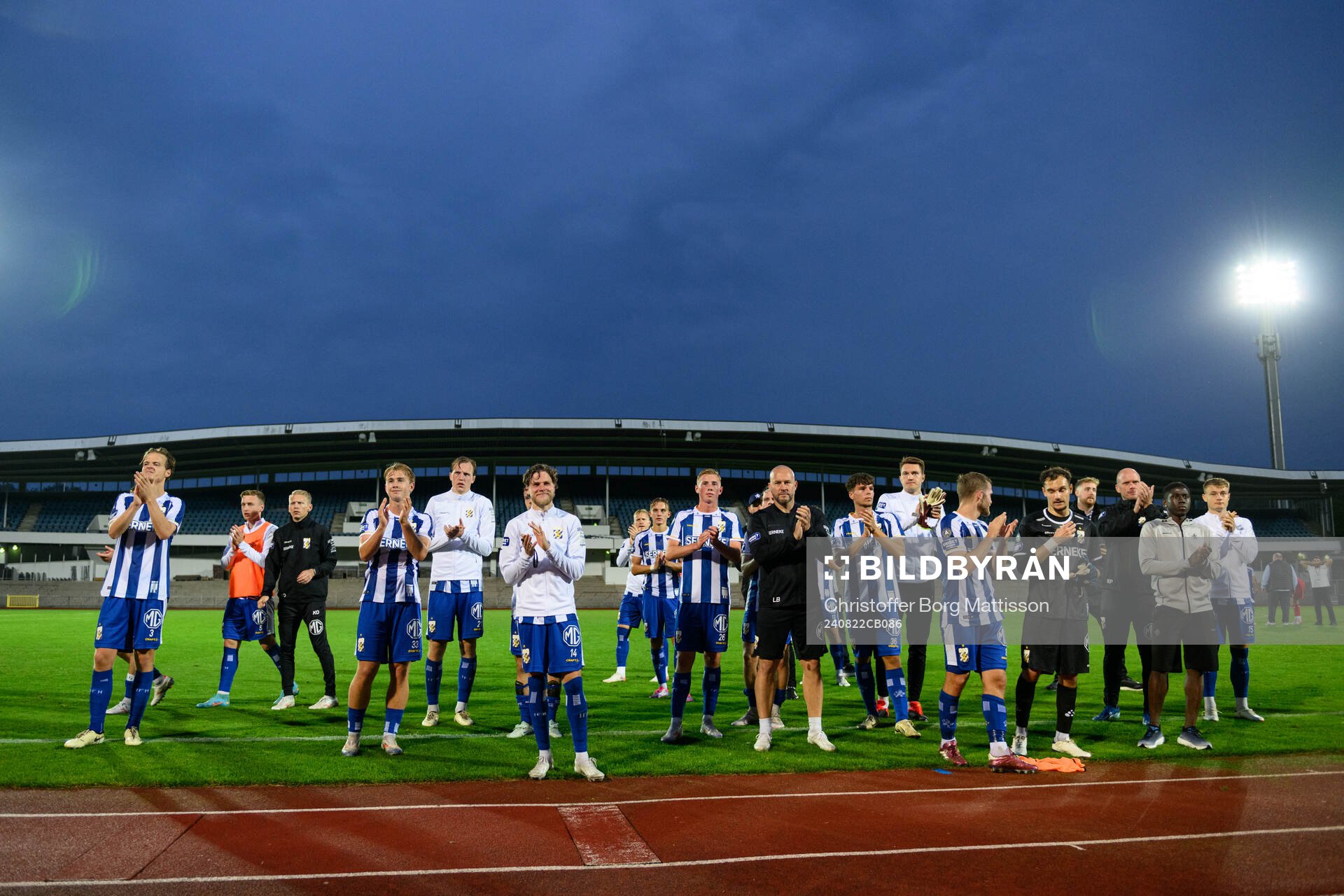 IFK Göteborgs spelare jublar efter fotbollsmatchen i Svenska Cupen mellan Ariana FC och IFK Göteborg den 22 augusti 2024 i Malmö.
