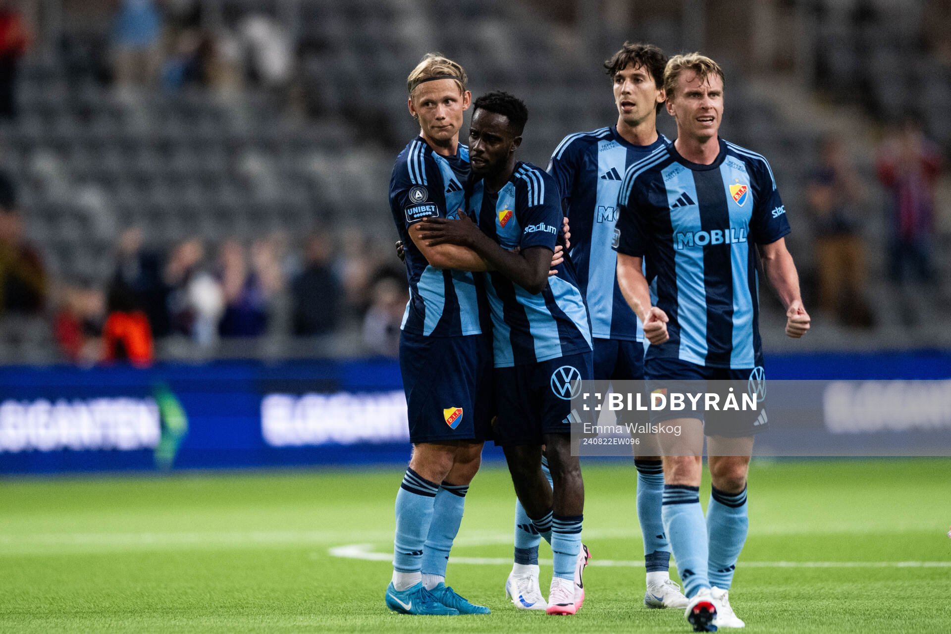 Tokmac Nguen of Djurgården celebrates with Tobias Gulliksen