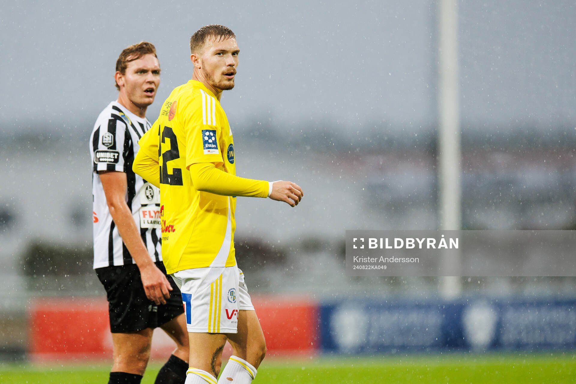 Falkenbergs Hugo Tilly under fotbollsmatchen i Svenska Cupen mellan Falkenberg och Landskrona den 22 augusti 2024 i Falkenberg. 