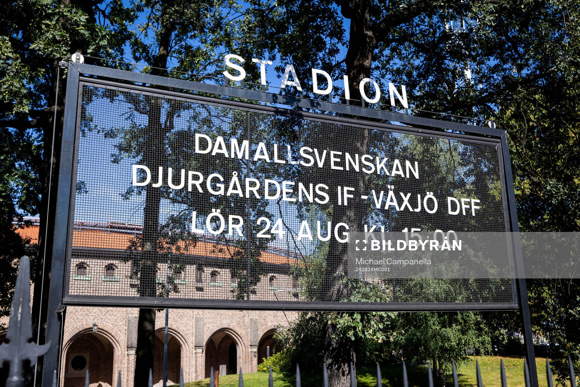 Matchskylt på Stockholm Stadion