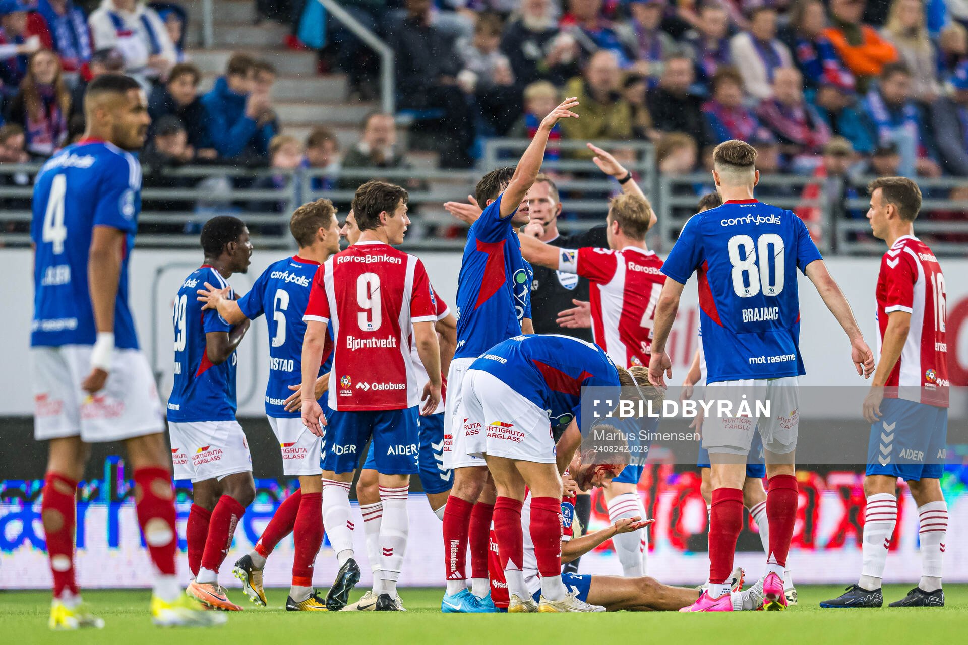 Julius Friberg Skaug of Lyn with an injury