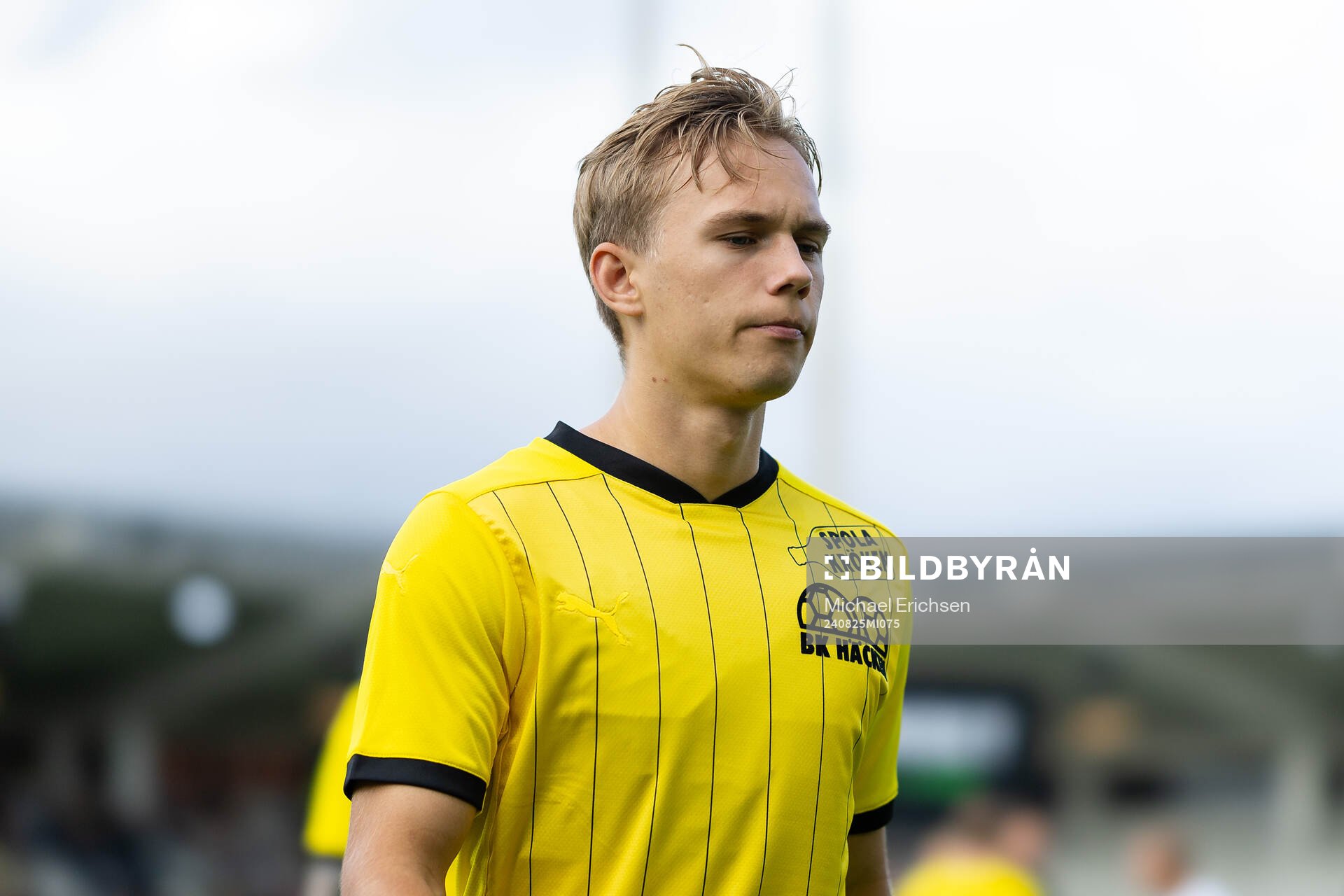 Häckens Pontus Dahbo innan fotbollsmatchen i Allsvenskan