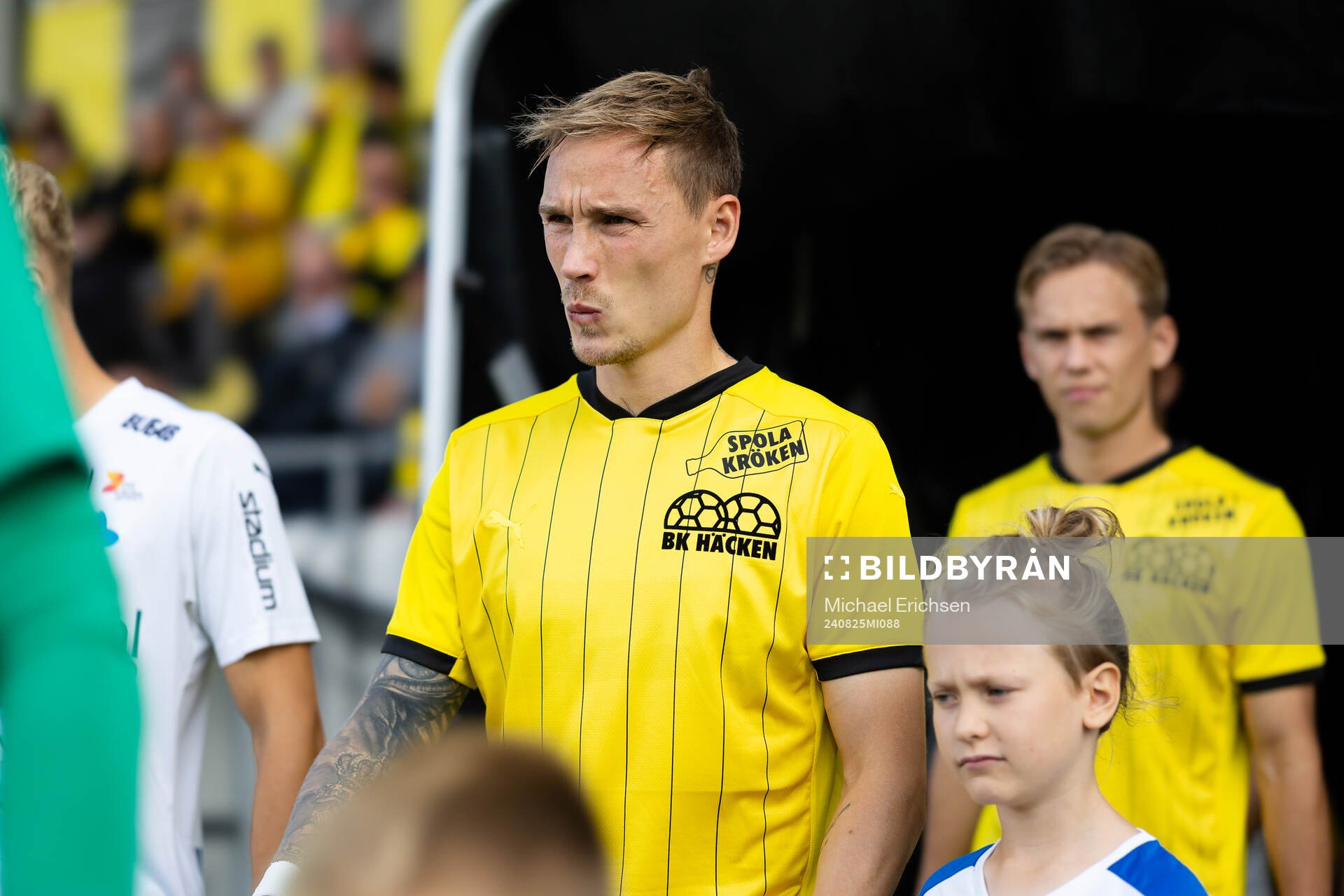 Häckens Jacob Barret Laursen innan fotbollsmatchen i