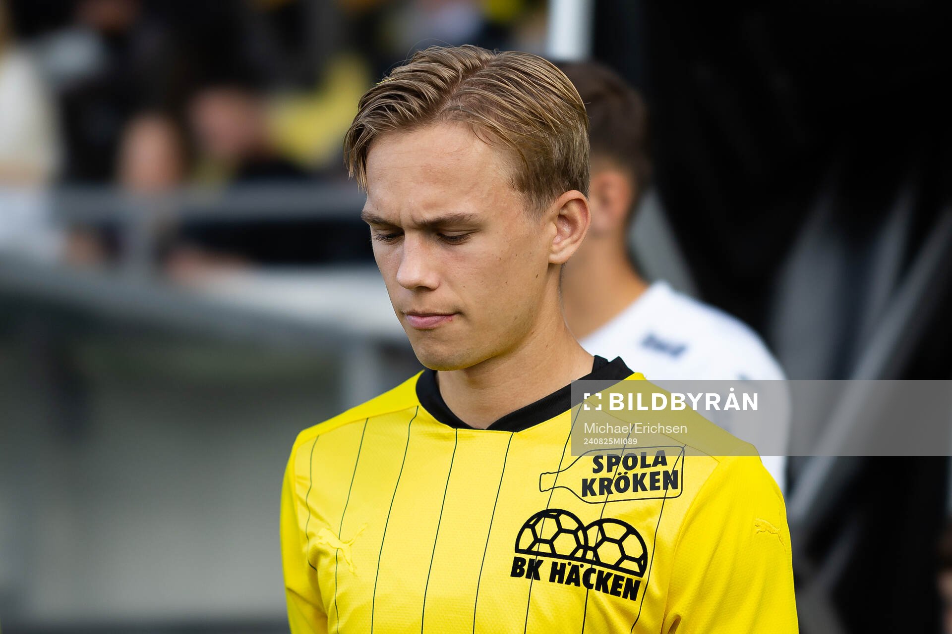 Häckens Pontus Dahbo innan fotbollsmatchen i Allsvenskan