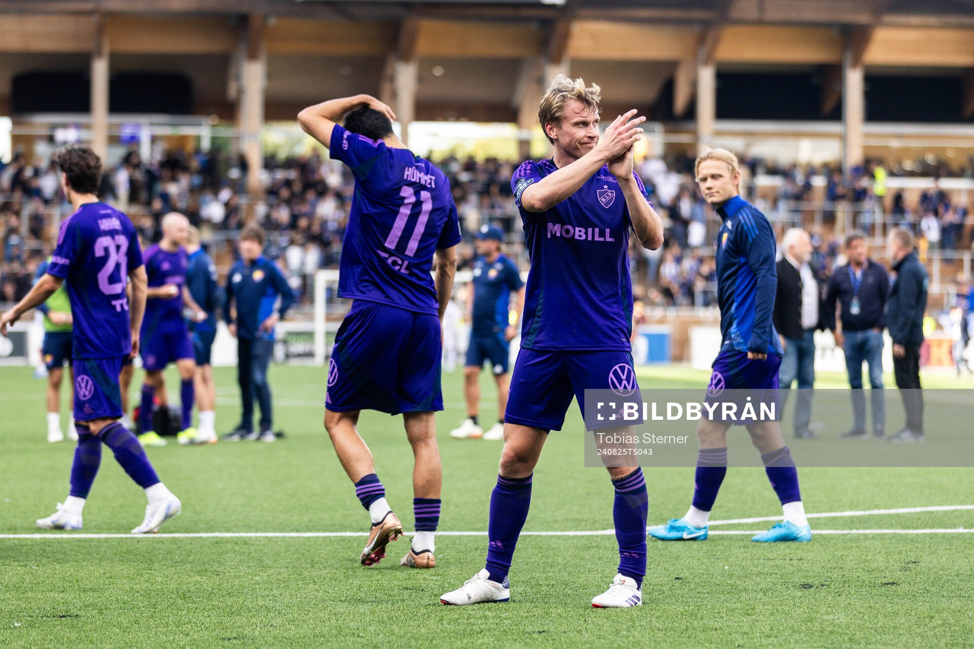 Djurgårdens Rasmus Schuller jublar efter fotbollsmatchen i Allsvenskan mellan Sirius och Djurgården den 25 augusti 2024 i Uppsala. 