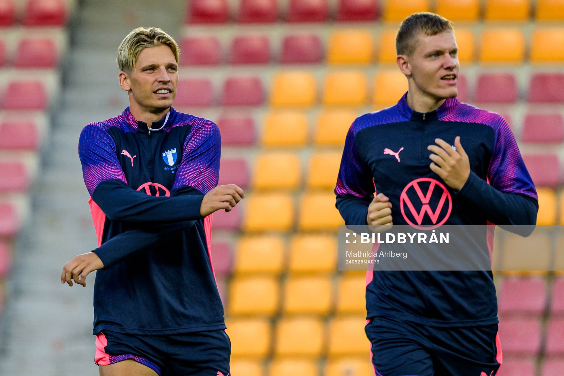 Jens Stryger Larsen and Sebastian Jörgensen of Malmö FF