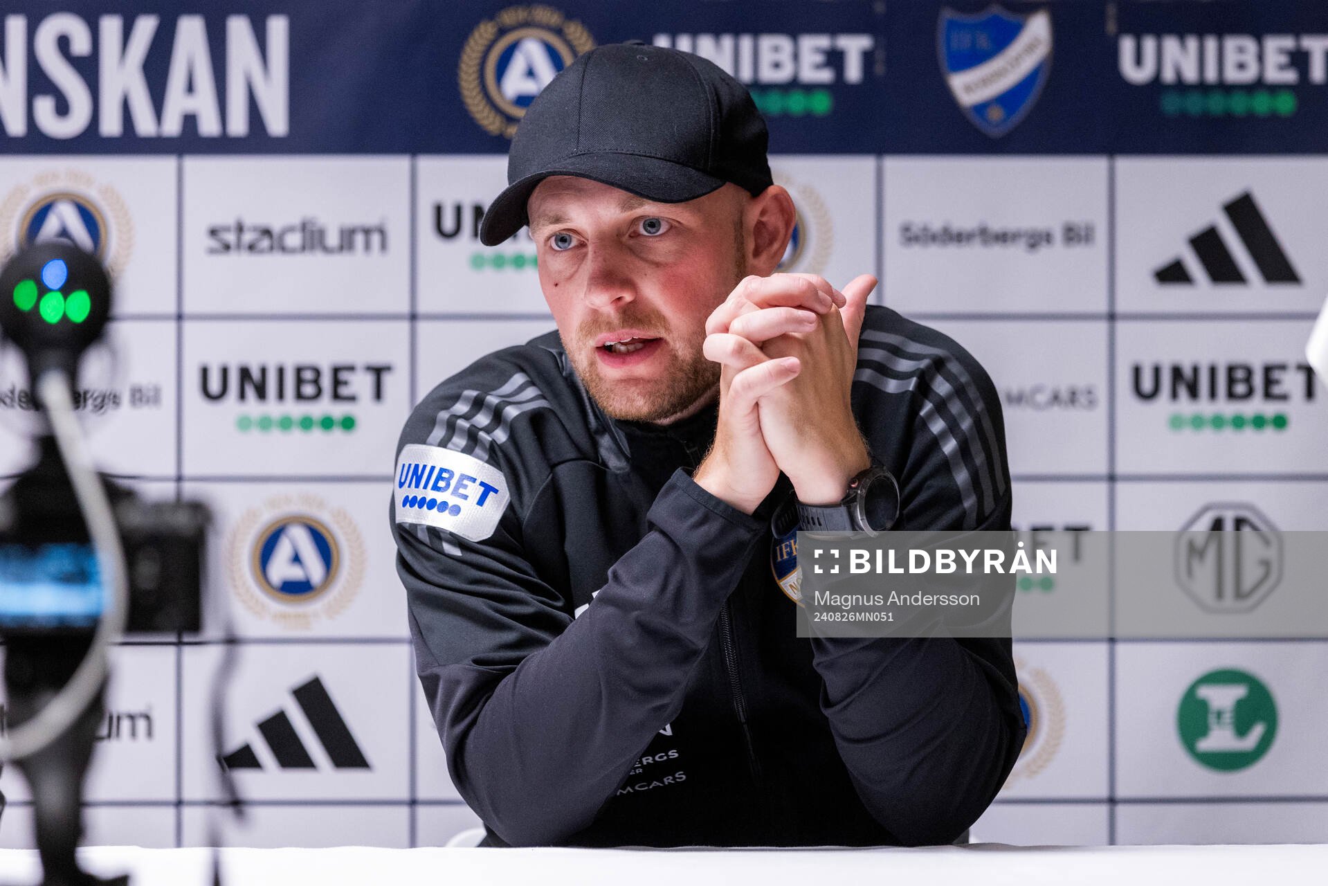 IFK Norrköpings assisterande tränare Fredrik Landén på presskonferens efter fotbollsmatchen i Allsvenskan mellan IFK Norrköping och Mjällby den 26 augusti 2024 i Norrköping.