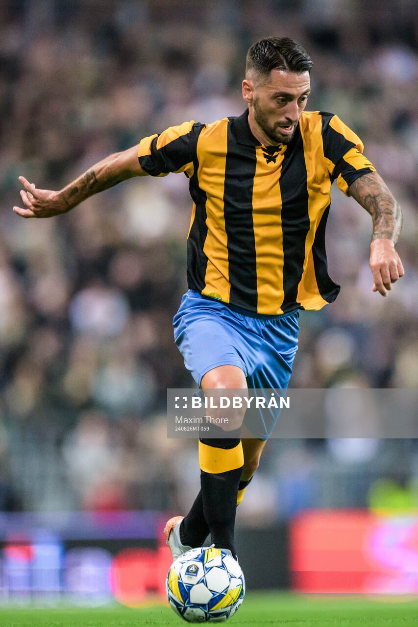 Hammarbys Nahir Besara under fotbollsmatchen i Allsvenskan mellan Hammarby och GAIS den 26 augusti 2024 i Stockholm. 