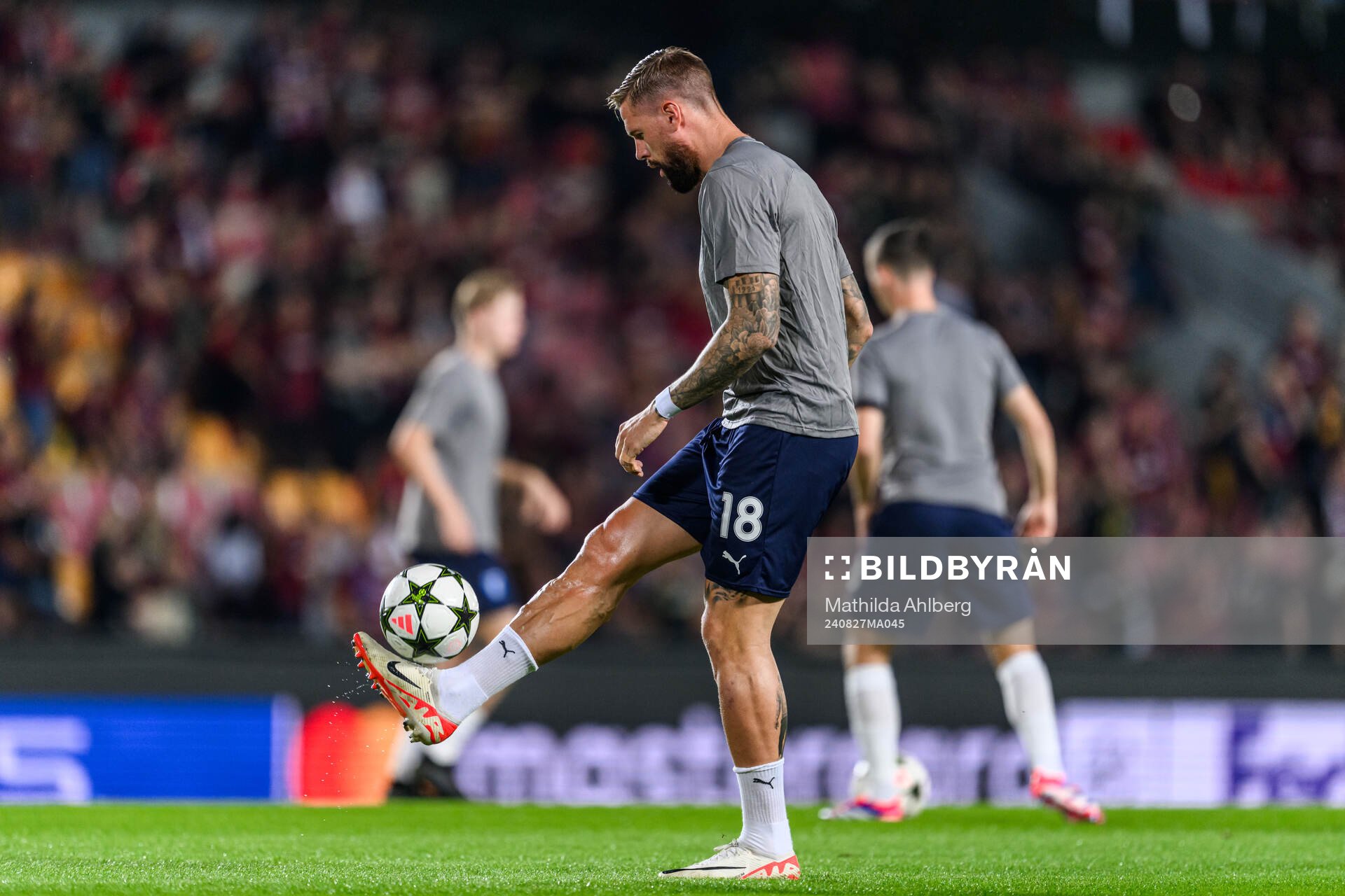 Pontus Jansson of Malmö FF ehad of the UEFA Champions