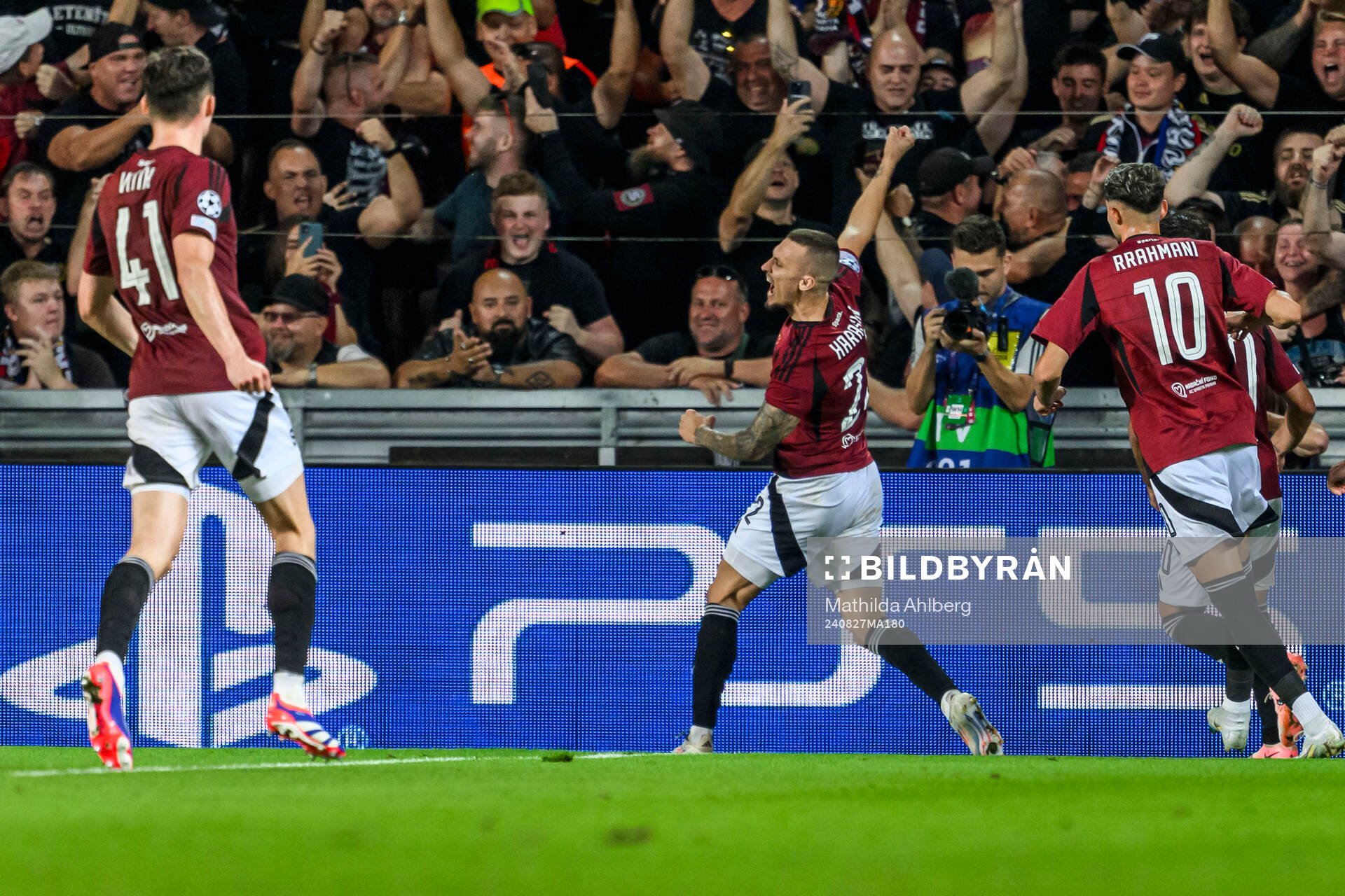 Lukas Haraslin of Sparta Prag celebrates 1-0