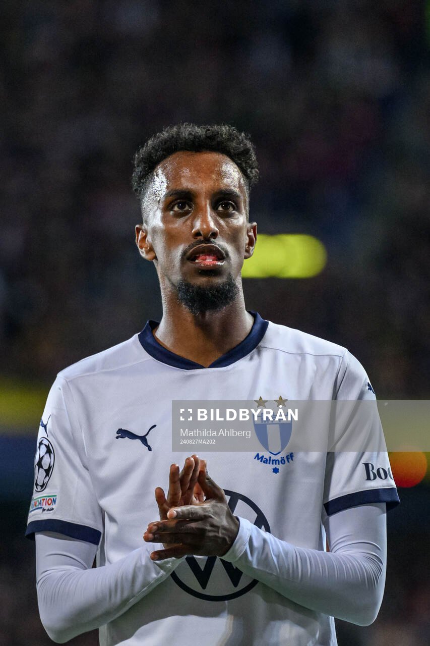 Taha Ali of Malmö FF looks dejected