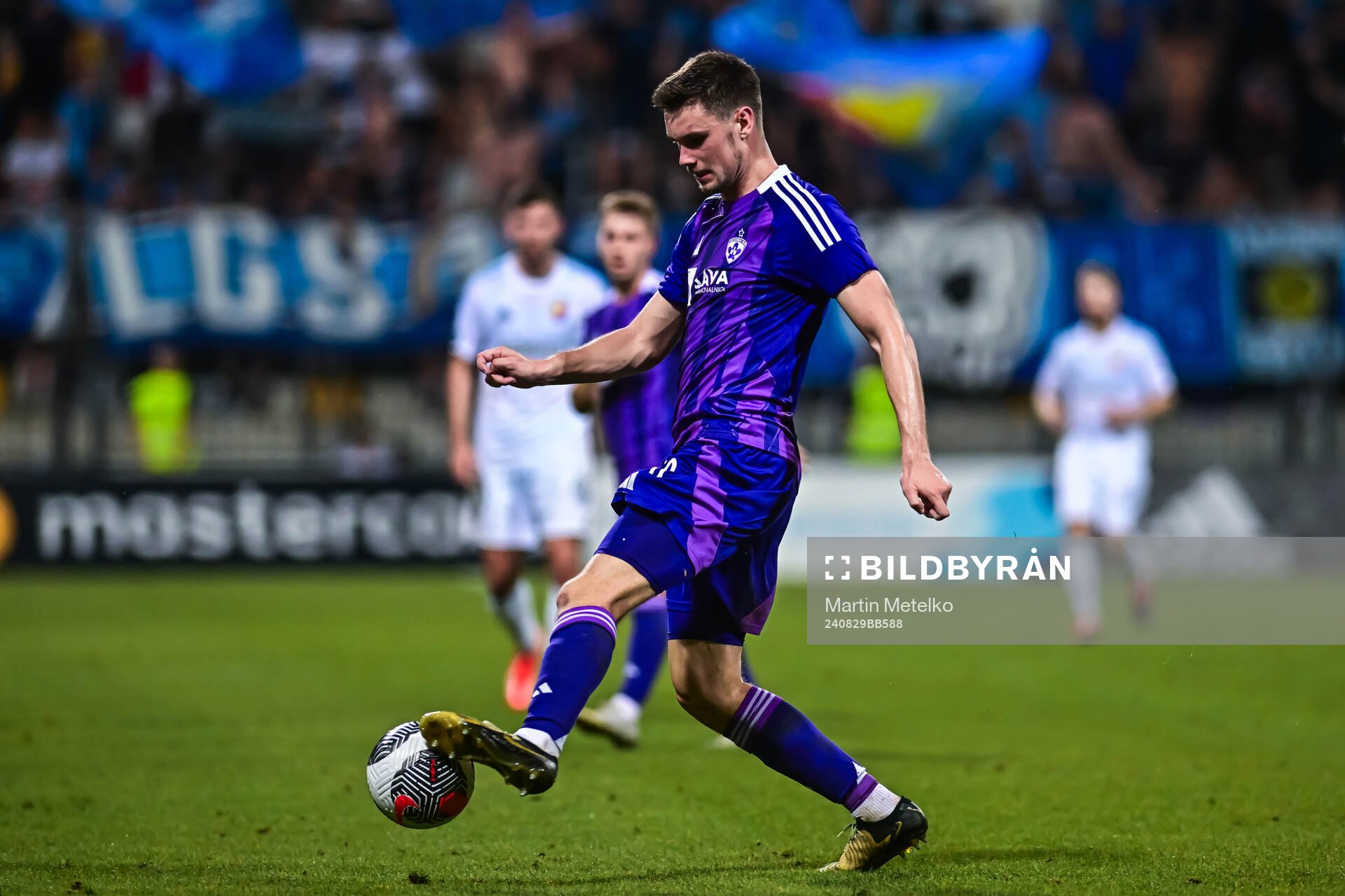 Lan Vidmar of Maribor during the UEFA Conference League football match between Maribor and Djurgården on August 29, 2024 in Maribor.