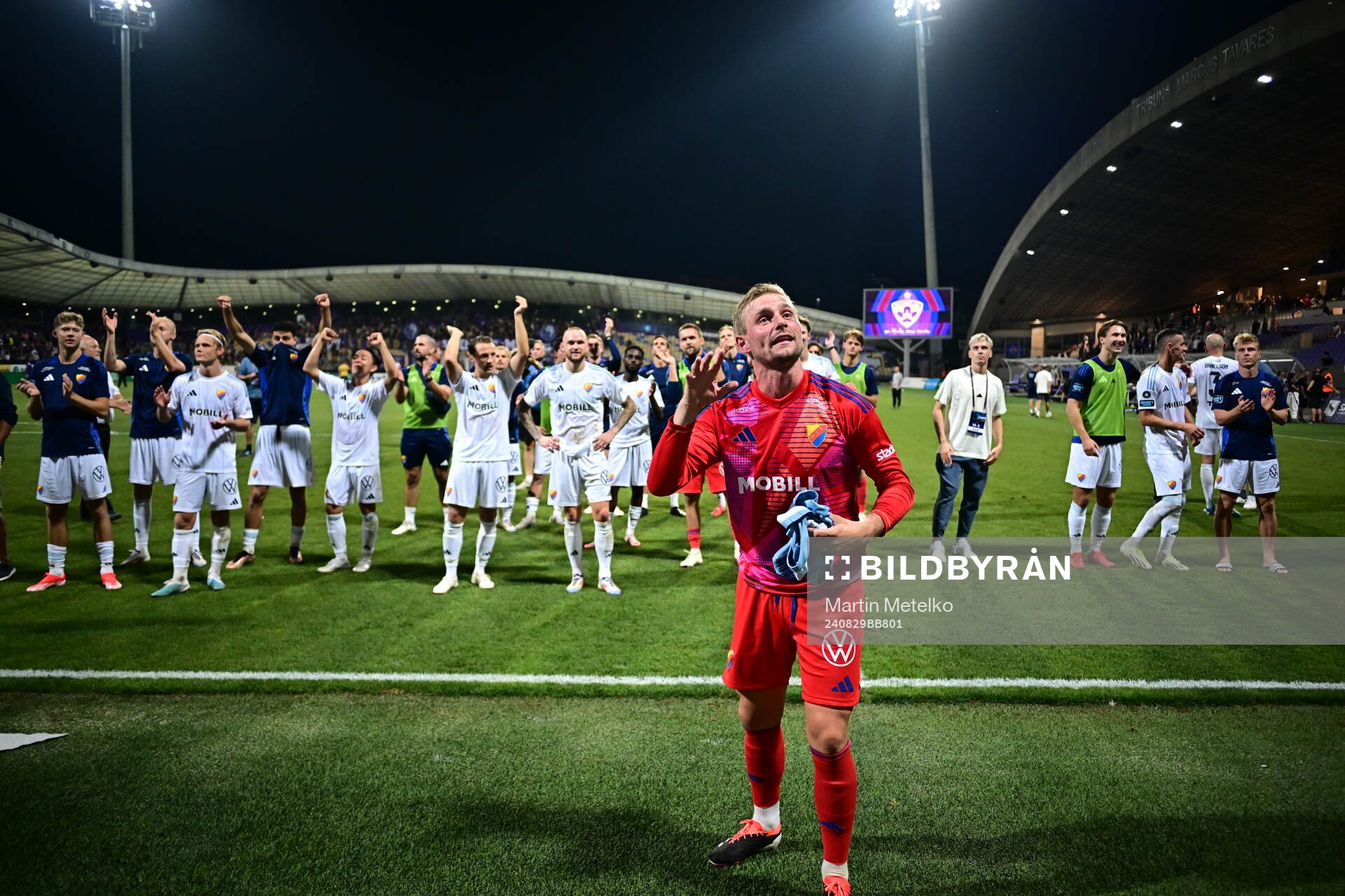 Goalkeeper Jacob Rinne of Djurgården celebrates